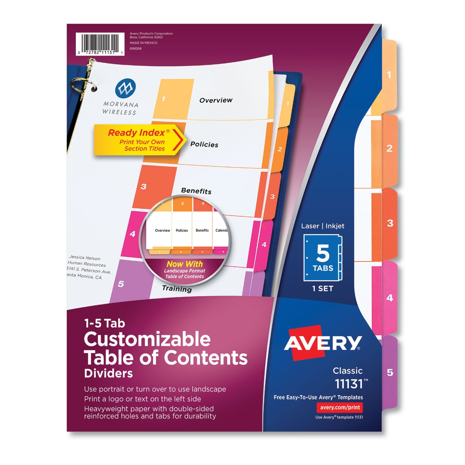 Customizable TOC Ready Index Dividers | 5-Tab