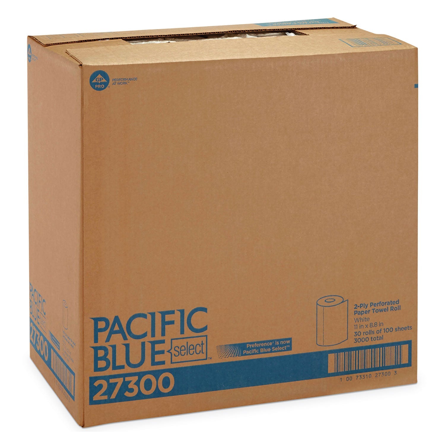 Georgia Pacific® Professional Pacific Blue Select Two-Ply Perforated Paper Kitchen Roll Towels, 2-Ply, 11 x 8.8, White, 100/Roll, 30 Rolls/Carton