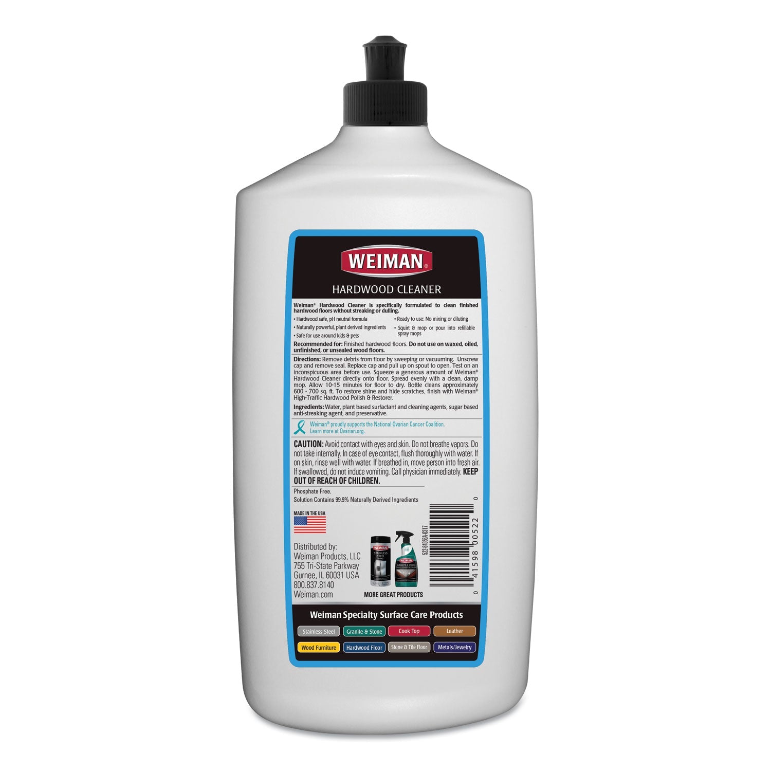 WEIMAN® Hardwood Floor Cleaner, 32 Oz Squeeze Bottle, 6/carton