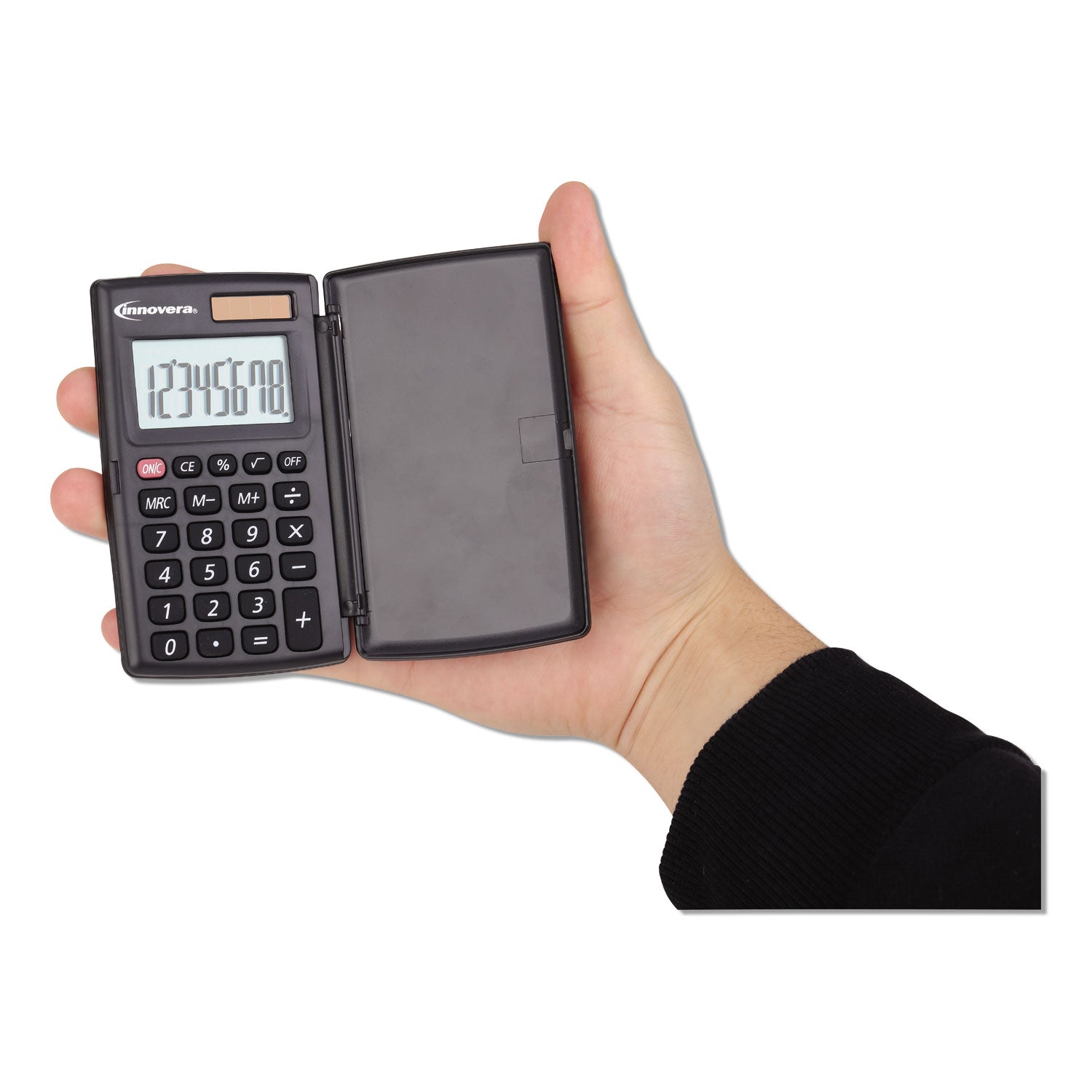 Innovera® 15921 Pocket Calculator with Hard Shell Flip Cover, 8-Digit LCD
