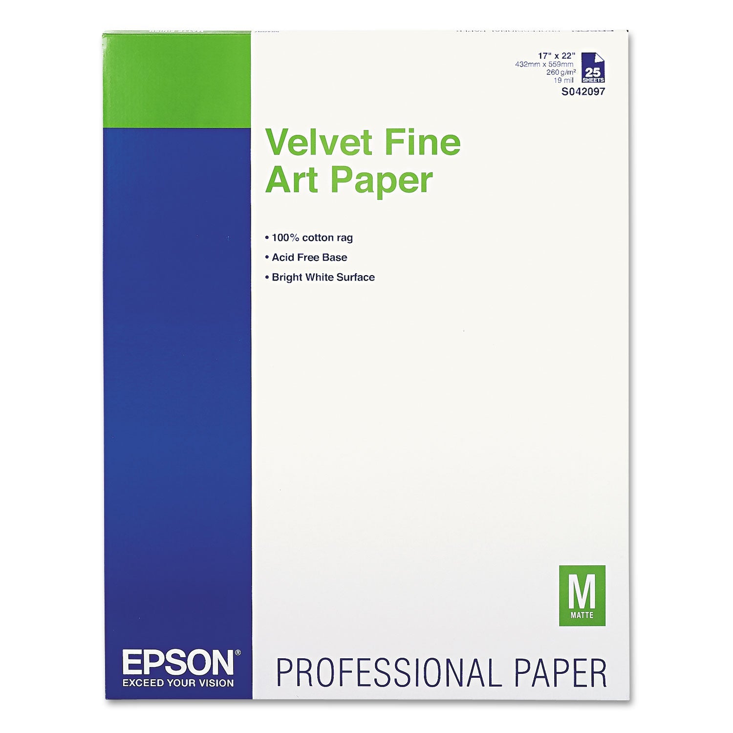 Epson® Velvet Fine Art Paper, 17 X 22, White, 25/pack - Bloom Skins