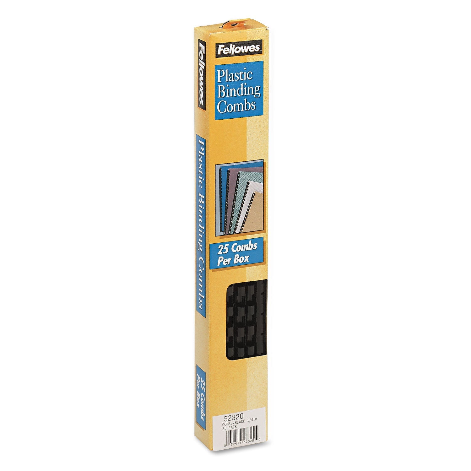 Fellowes® Plastic Comb Bindings, 1/4" Diameter, 20 Sheet Capacity, Black, 25/Pack