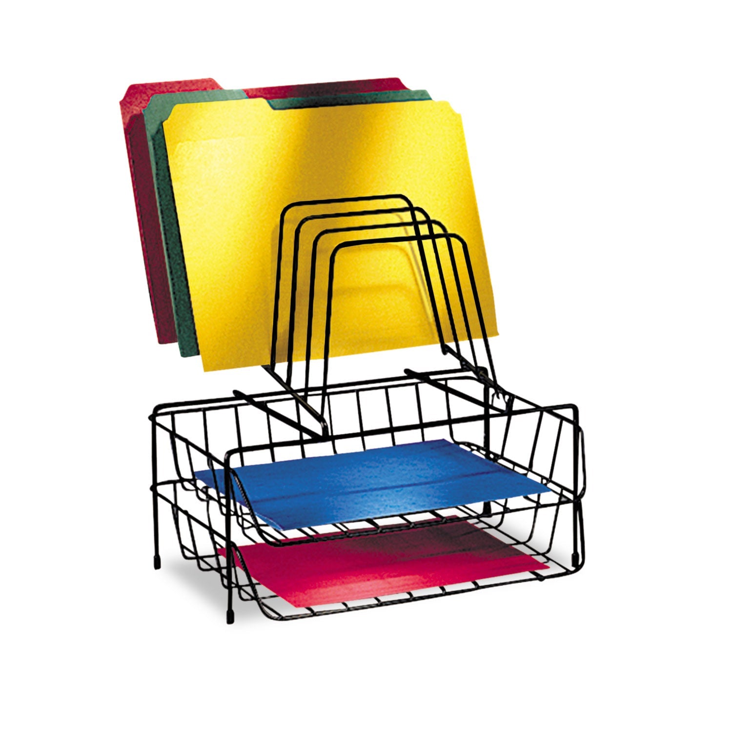 Fellowes® Wire Double Tray With Step File Sorter, 8 Sections, Letter Size Files, 13.88" X 10.13" X 14", Black