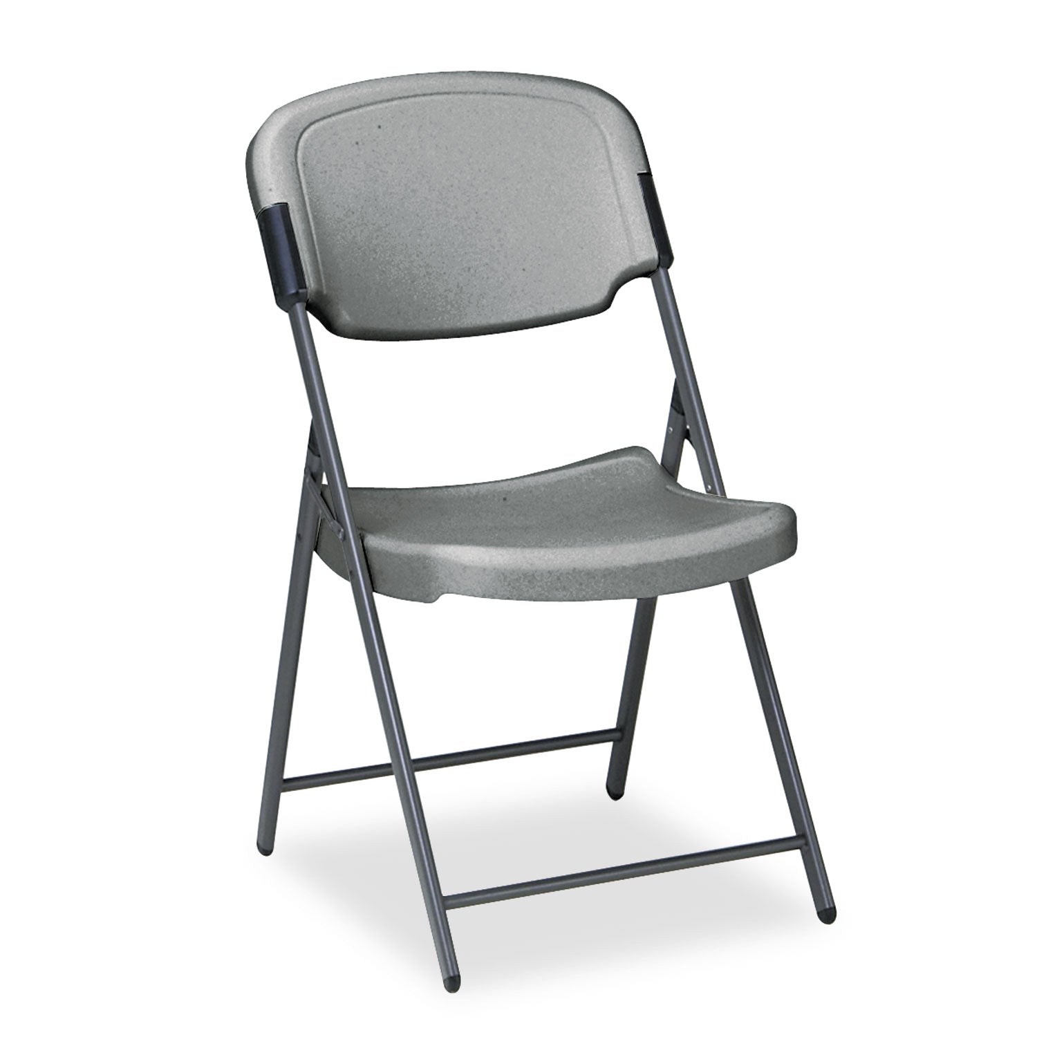 Iceberg Rough n Ready Commercial Folding Chair, Supports Up to 350 lb, 15.25" Seat Height, Charcoal Seat, Charcoal Back, Silver Base