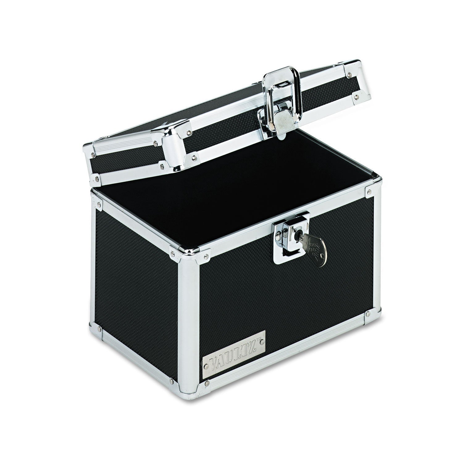 Vaultz® Vaultz Locking Index Card File With Flip Top, Holds 450 4 X 6 Cards, 7 X 5 X 5, Black