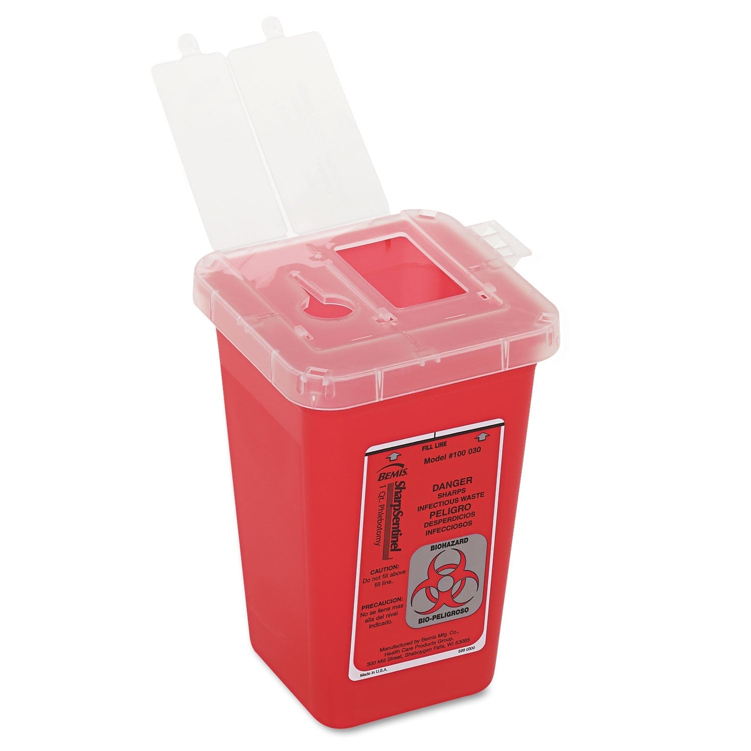 Impact® 1-quart sharps container, plastic, red