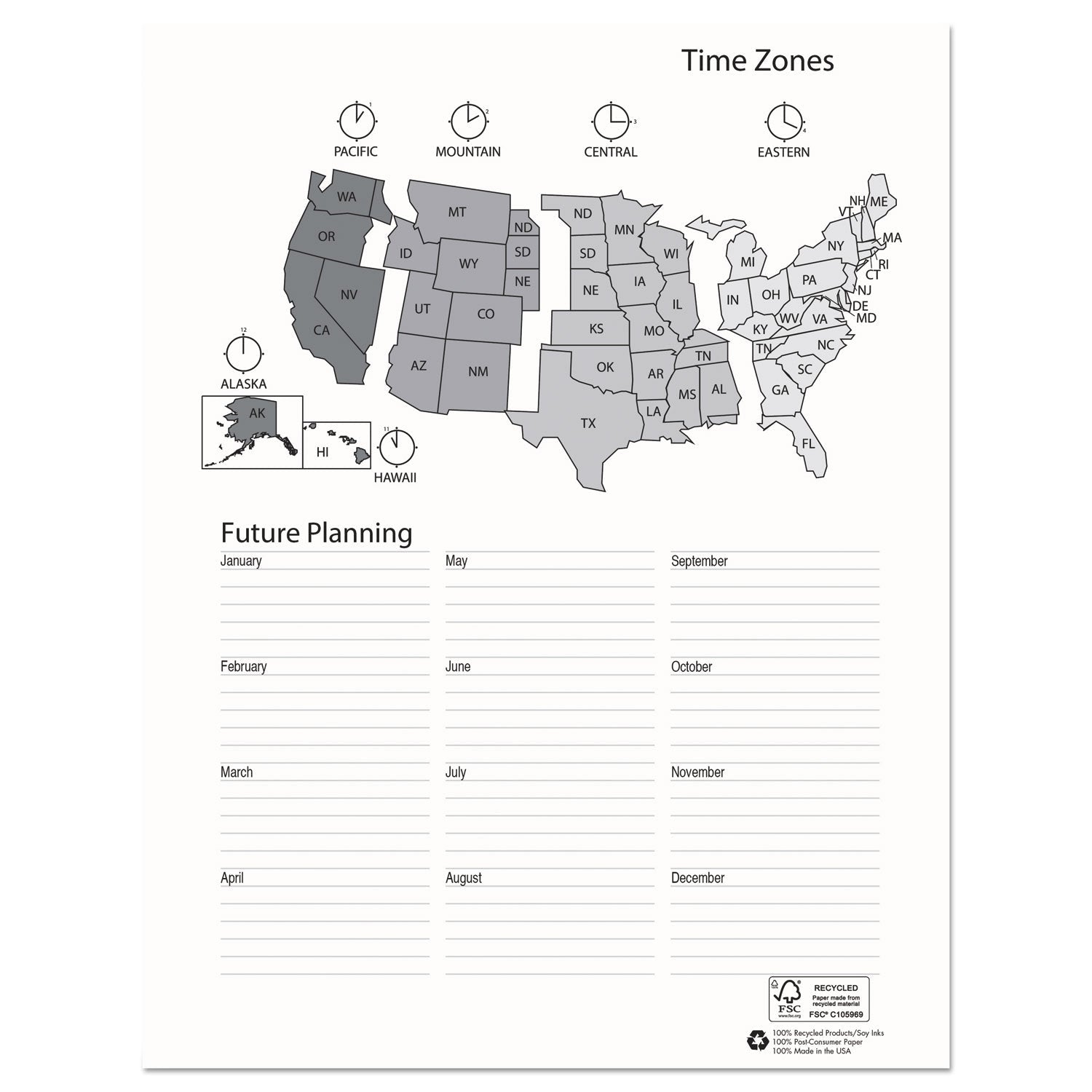 House of Doolittle™ Recycled Professional Weekly Planner, 15-Minute Appts, 11 x 8.5, Black Wirebound Soft Cover, 24-Month: Jan 2025 to Dec 2026