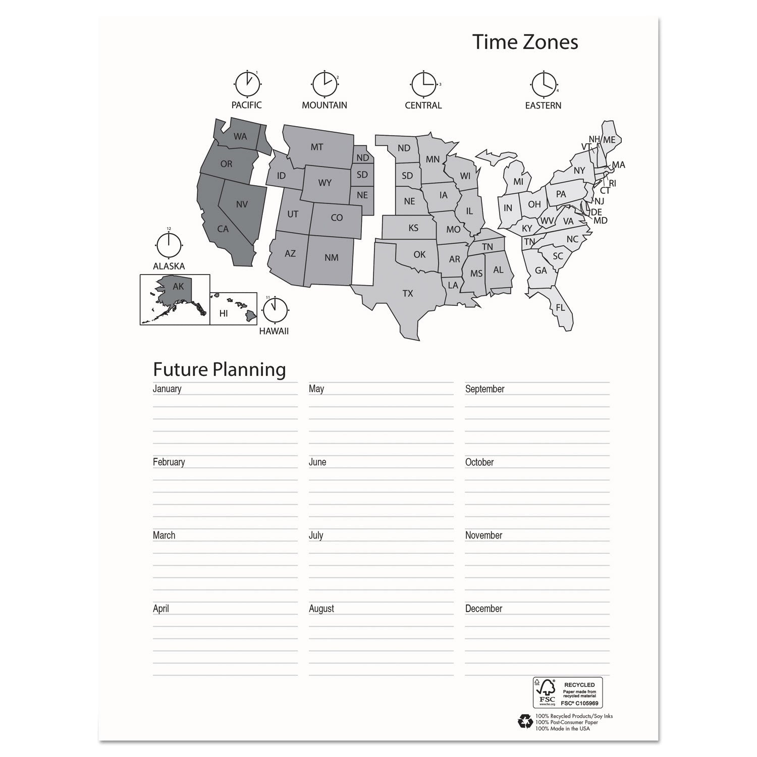 House of Doolittle™ Recycled Professional Weekly Planner, 15-Minute Appts, 11 x 8.5, Black Wirebound Soft Cover, 12-Month (Jan to Dec): 2025 - Bloom Skins