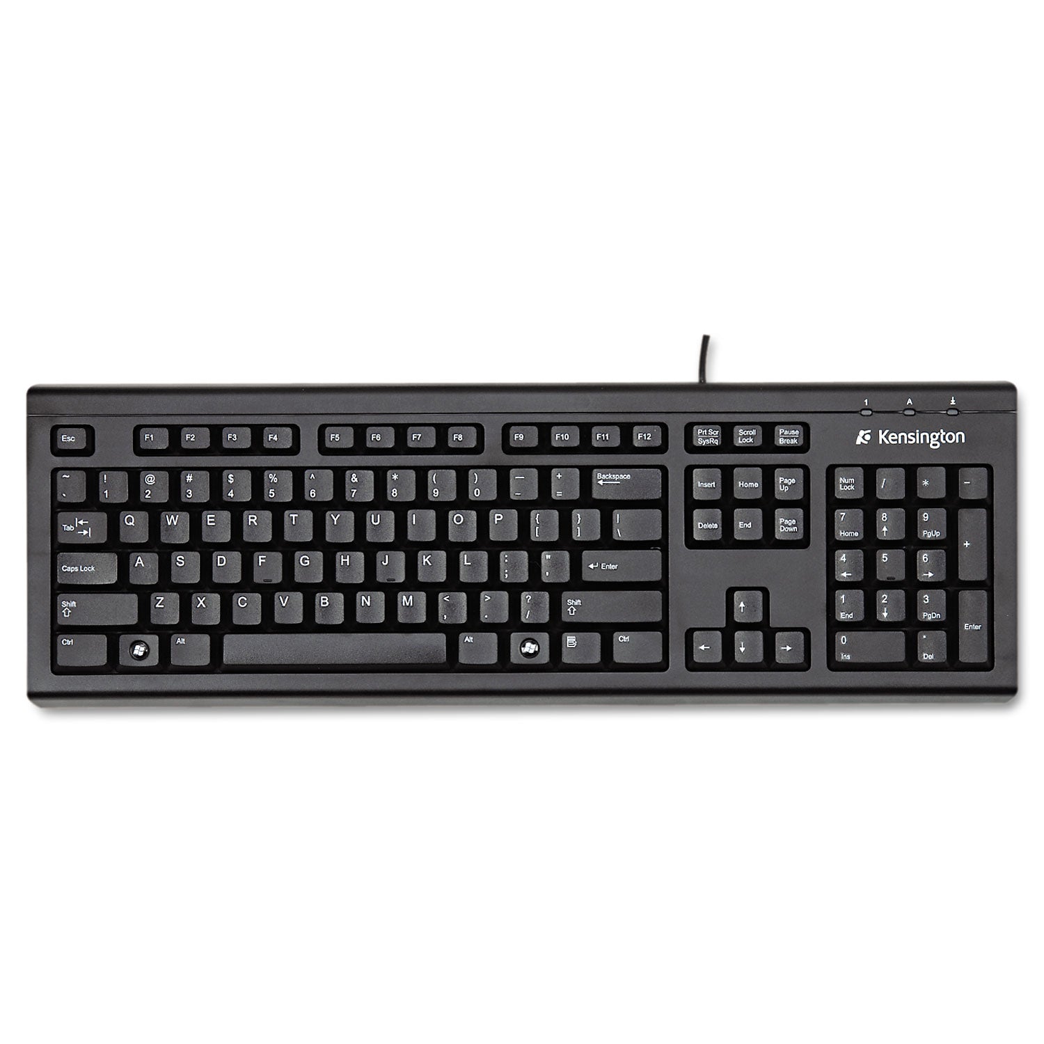 Kensington® Keyboard For Life Slim Spill-Safe Keyboard, 104 Keys, Black