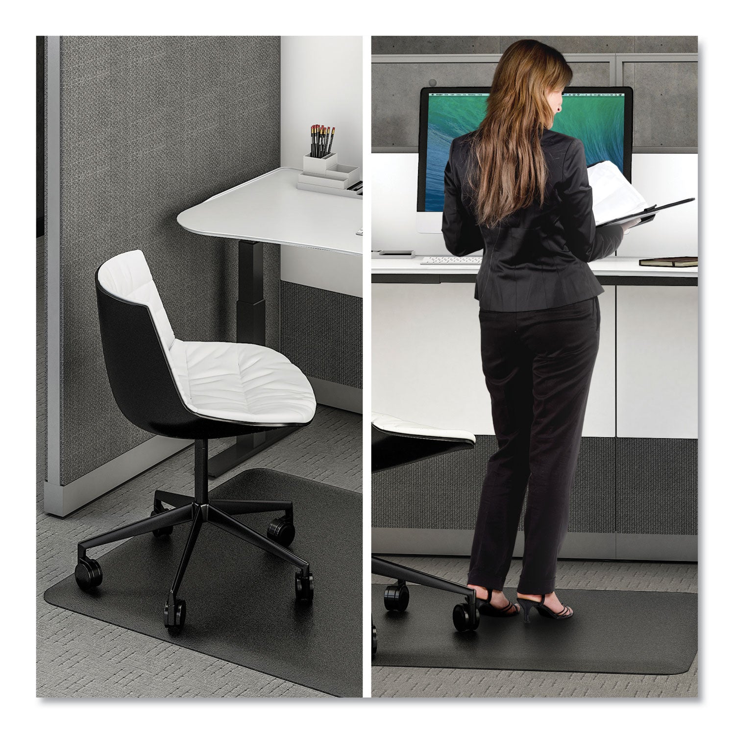 deflecto® Ergonomic Sit Stand Mat, 48 X 36, Black