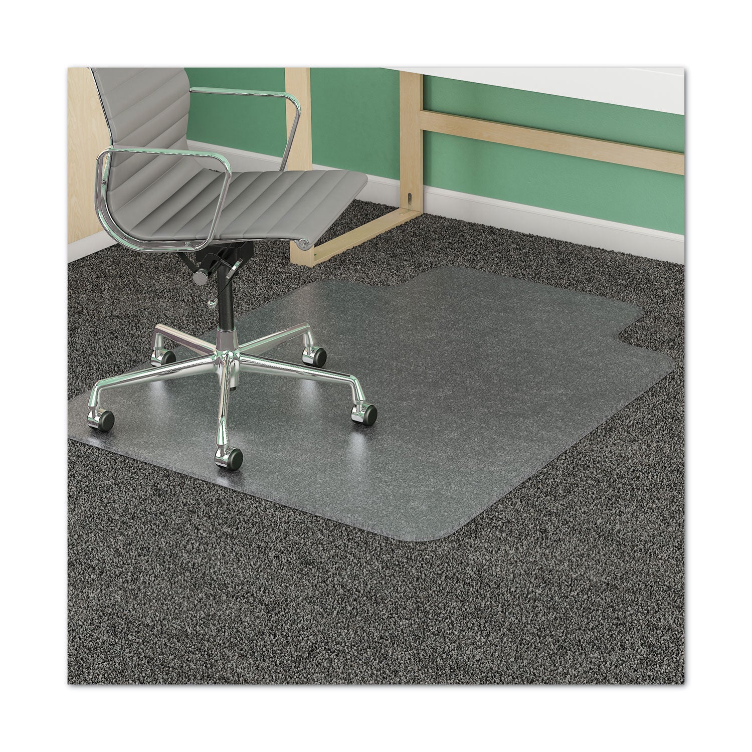 deflecto® Supermat Frequent Use Chair Mat For Medium Pile Carpet, 45 X 53, Wide Lipped, Clear