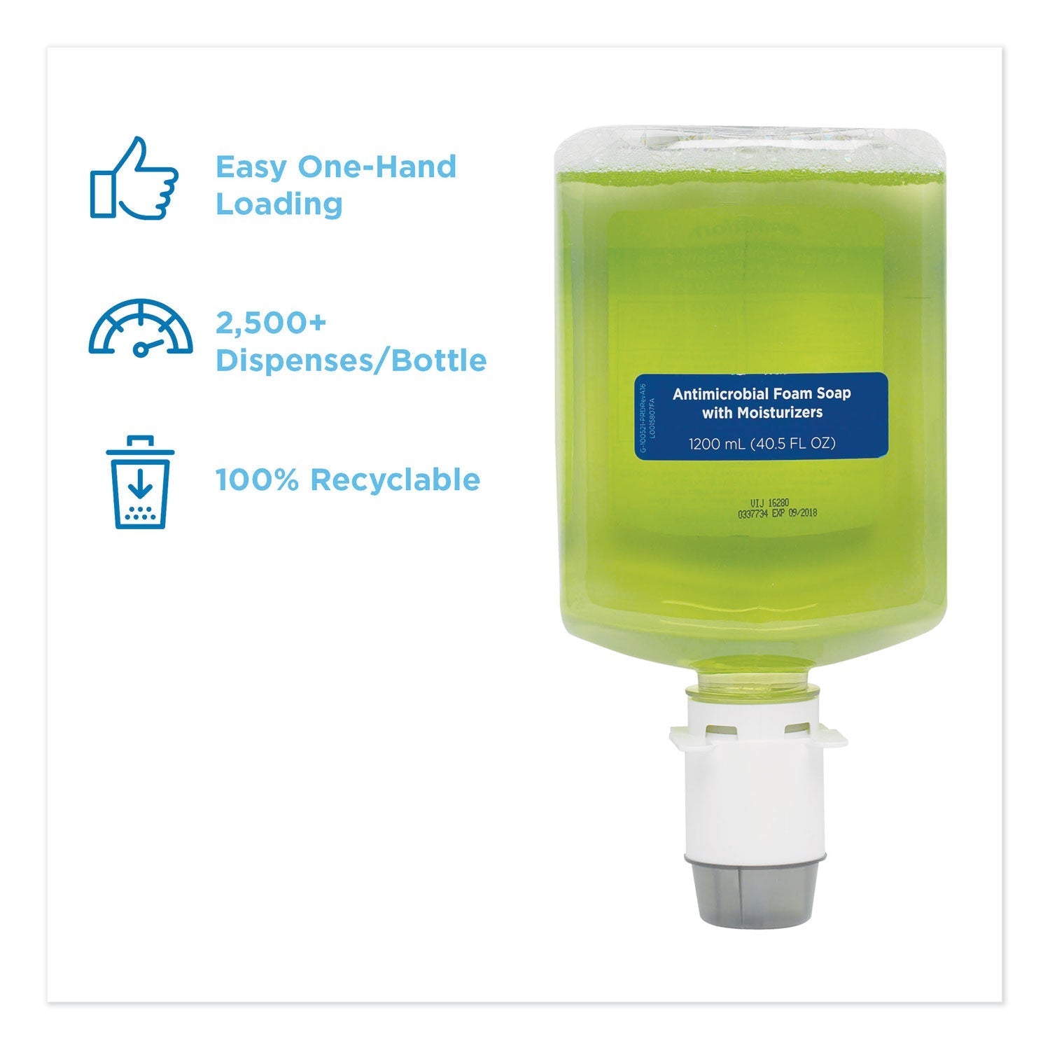 Georgia Pacific® Professional GP enMotion Automated Touchless Antimicrobial Foam Soap Refill, Tranquil Aloe, 1,200 mL Bottle, 2/Carton