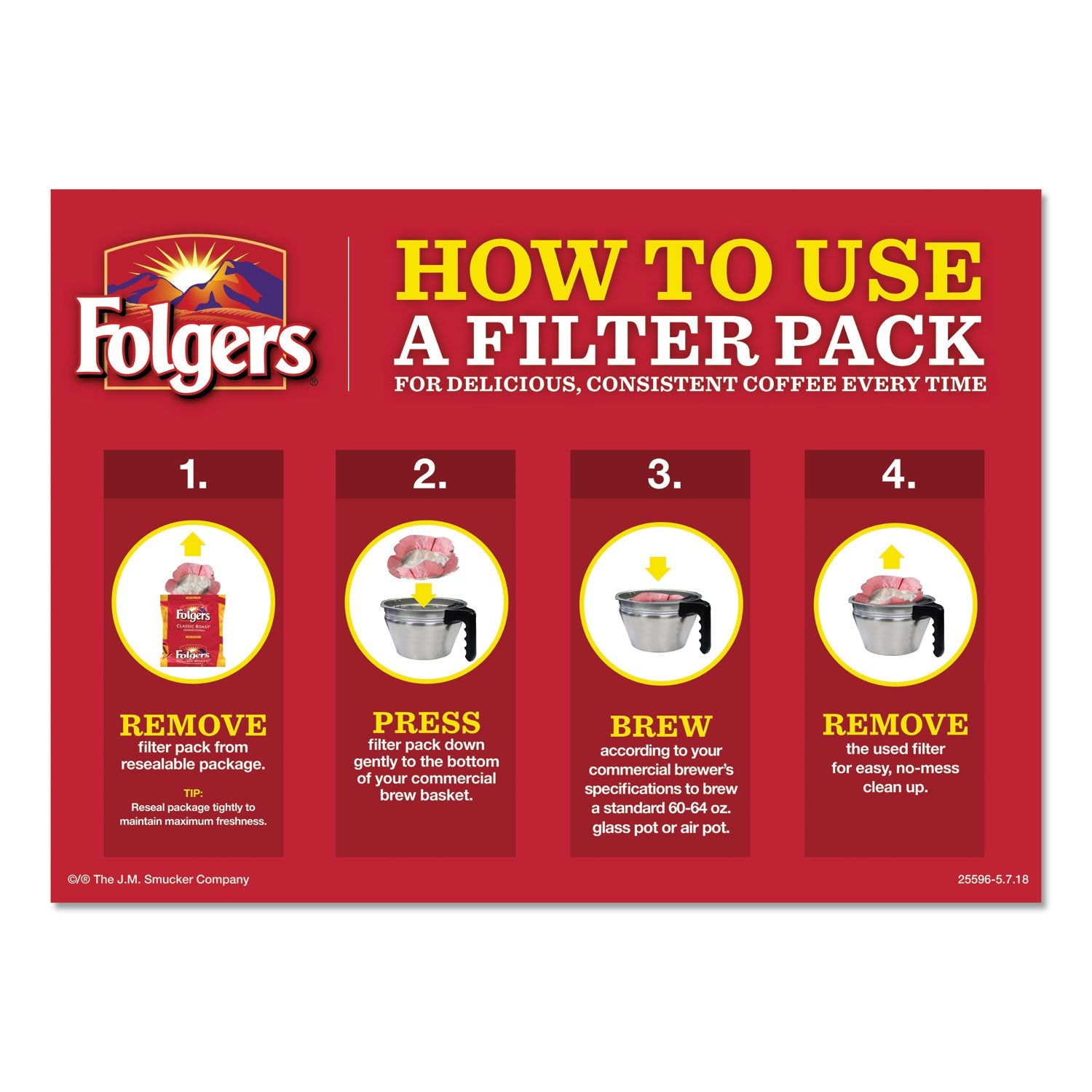 Folgers® Coffee Filter Packs, Classic Roast, .9oz, 160/carton