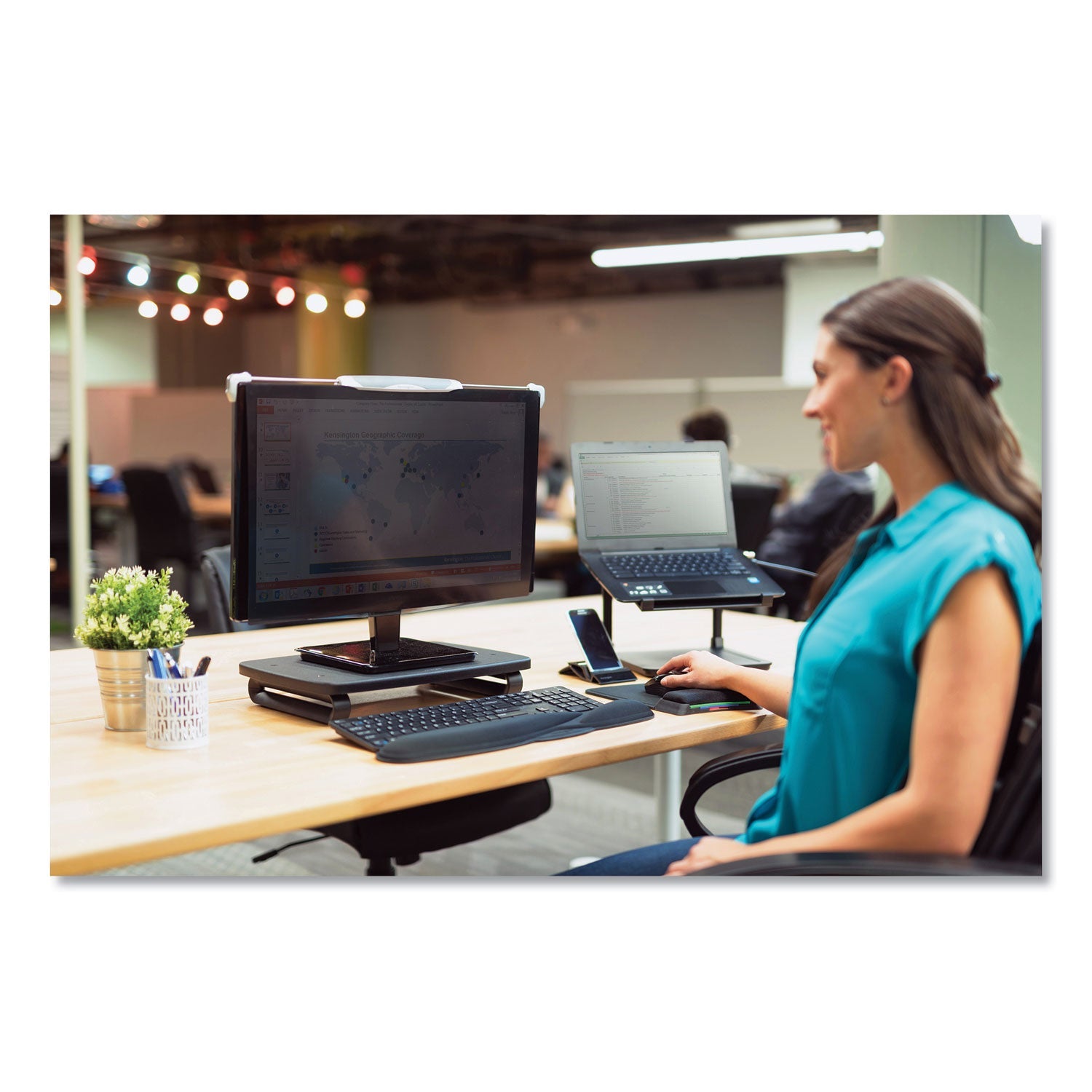 Kensington® Smartfit Monitor Stand Plus, 16.2" X 2.2" X 3" To 6", Black, Supports 80 Lbs