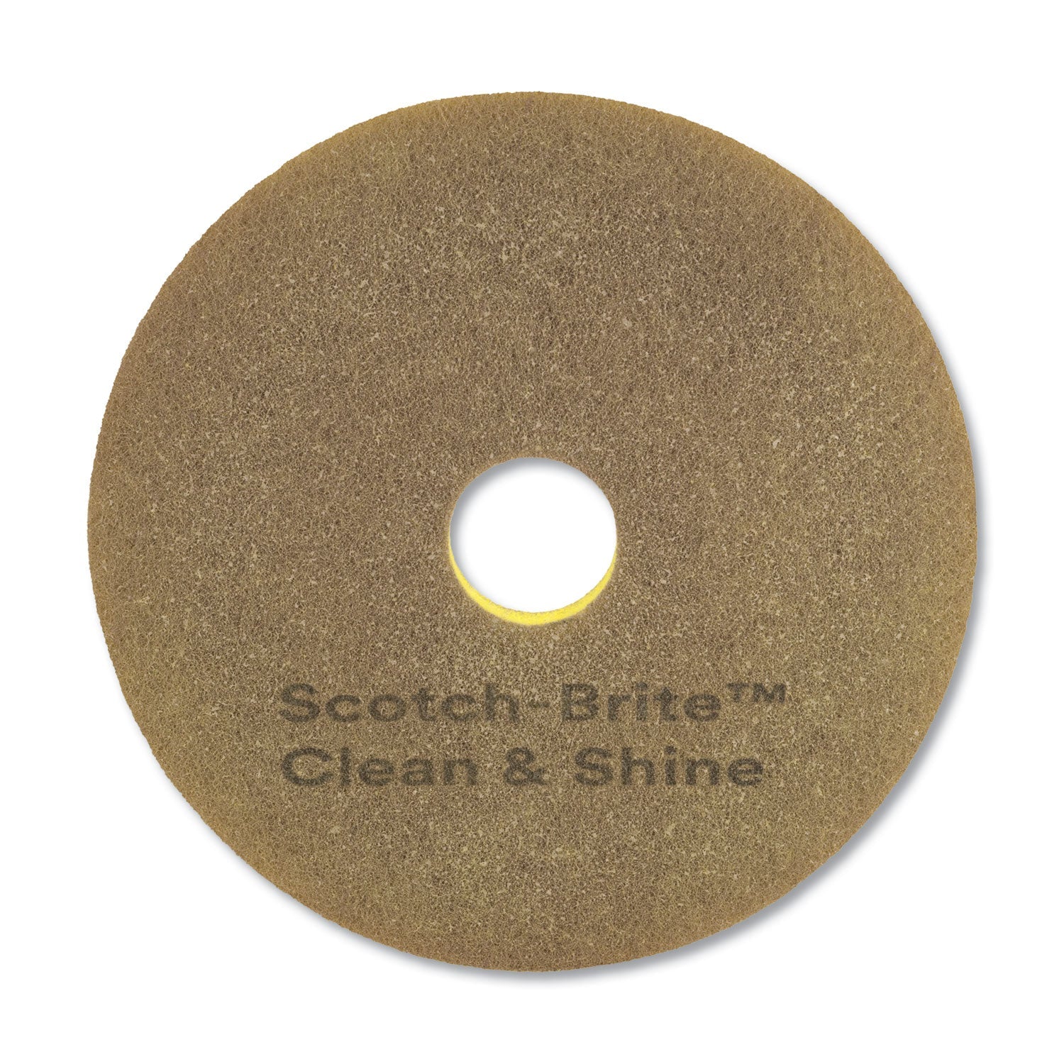 Scotch-Brite™ Clean And Shine Pad, 17" Diameter, Brown/yellow, 5/carton