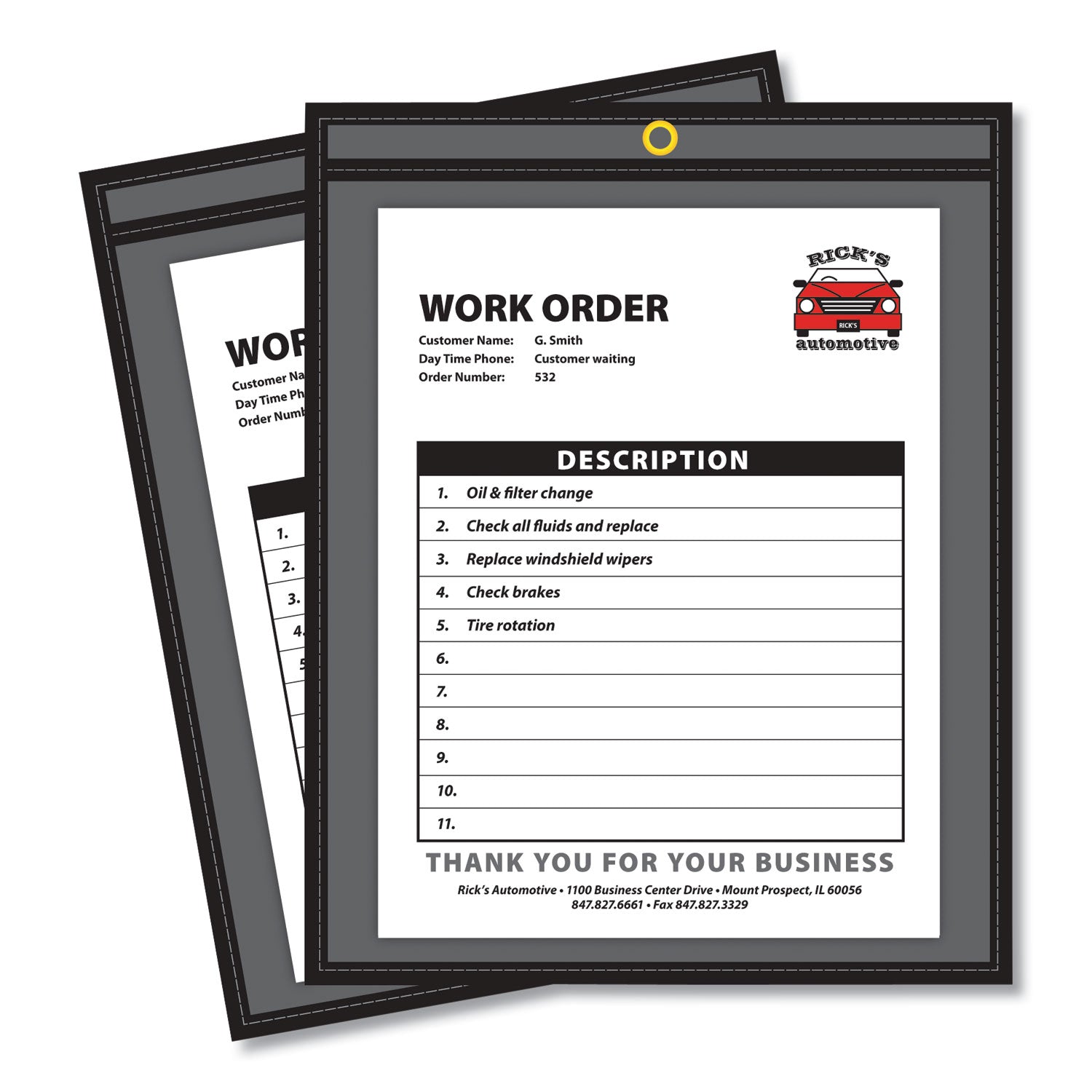 Stitched Shop Ticket Holders | 8.5x11, 25/Box