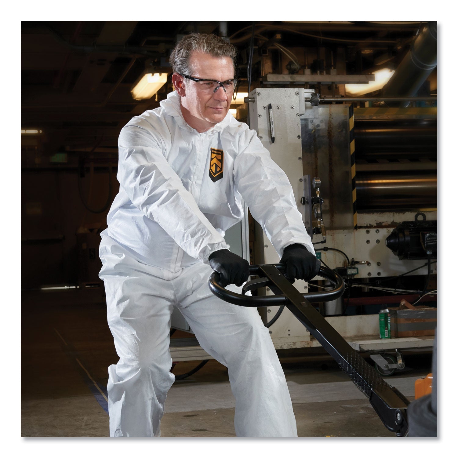 KleenGuard™ A40 Elastic-Cuff and Ankle Hooded Coveralls, Large, White, 25/Carton