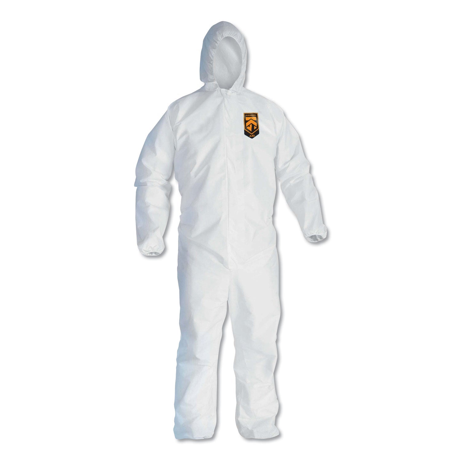KleenGuard™ A40 Elastic-Cuff and Ankle Hooded Coveralls, Large, White, 25/Carton