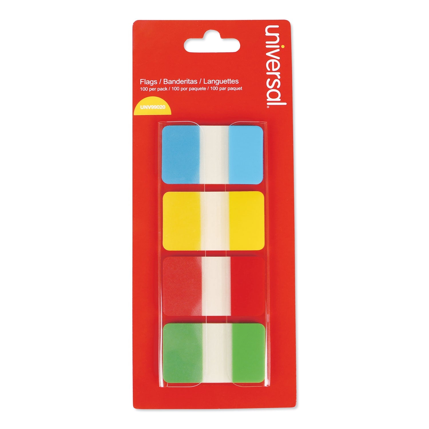 Universal® Self Stick Index Tab, 1", Assorted Colors, 100/pack