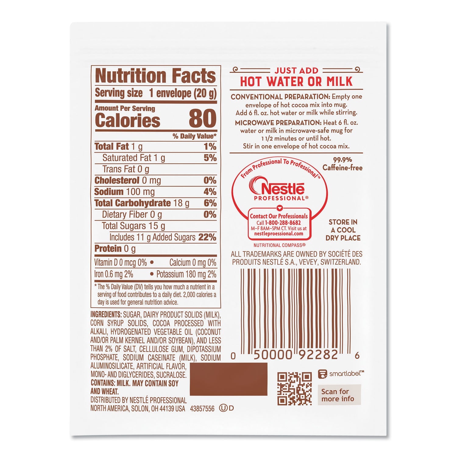 Nestlé® Hot Cocoa Mix, Dark Chocolate, 0.71 Oz, 50/box