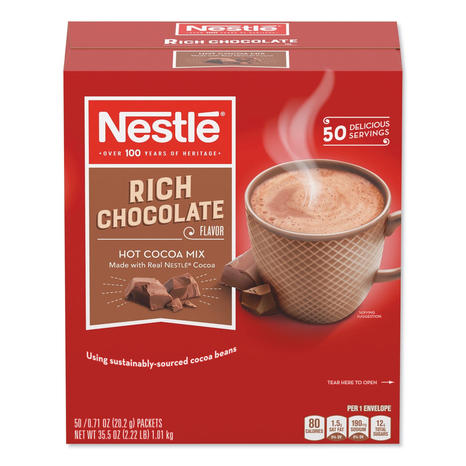 Hot Cocoa Mix | Rich Chocolate, 50/Box, 6/CT