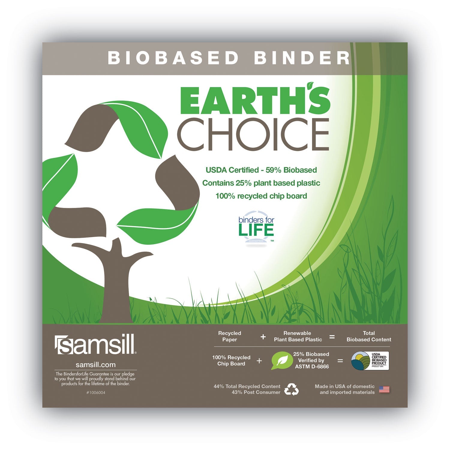 Samsill® Earth's Choice Plant-Based Round Ring View Binder, 3 Rings, 3" Capacity, 11 x 8.5, White - Bloom Skins