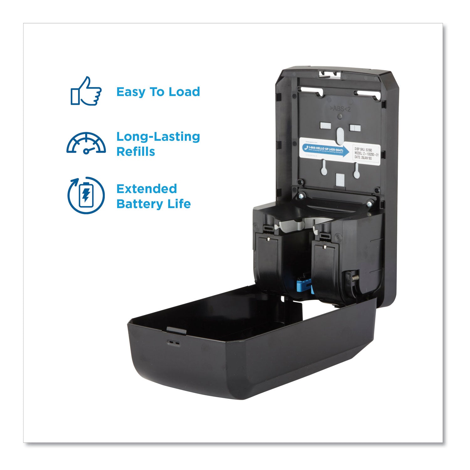 Georgia Pacific® Professional Pacific Blue Ultra Automated Touchless Soap/sanitizer Dispenser, 1,000 Ml, 6.54 X 11.72 X 4, Black