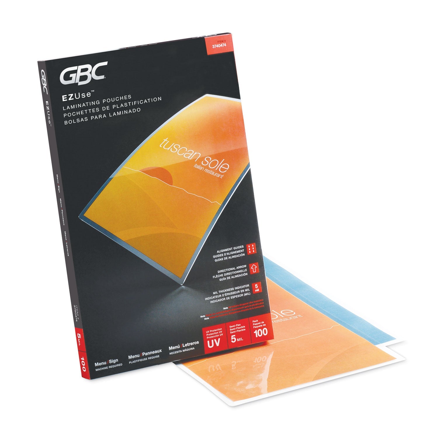 GBC® Ezuse Thermal Laminating Pouches, 5 Mil, 11.5" X 17.5", Gloss Clear, 100/box