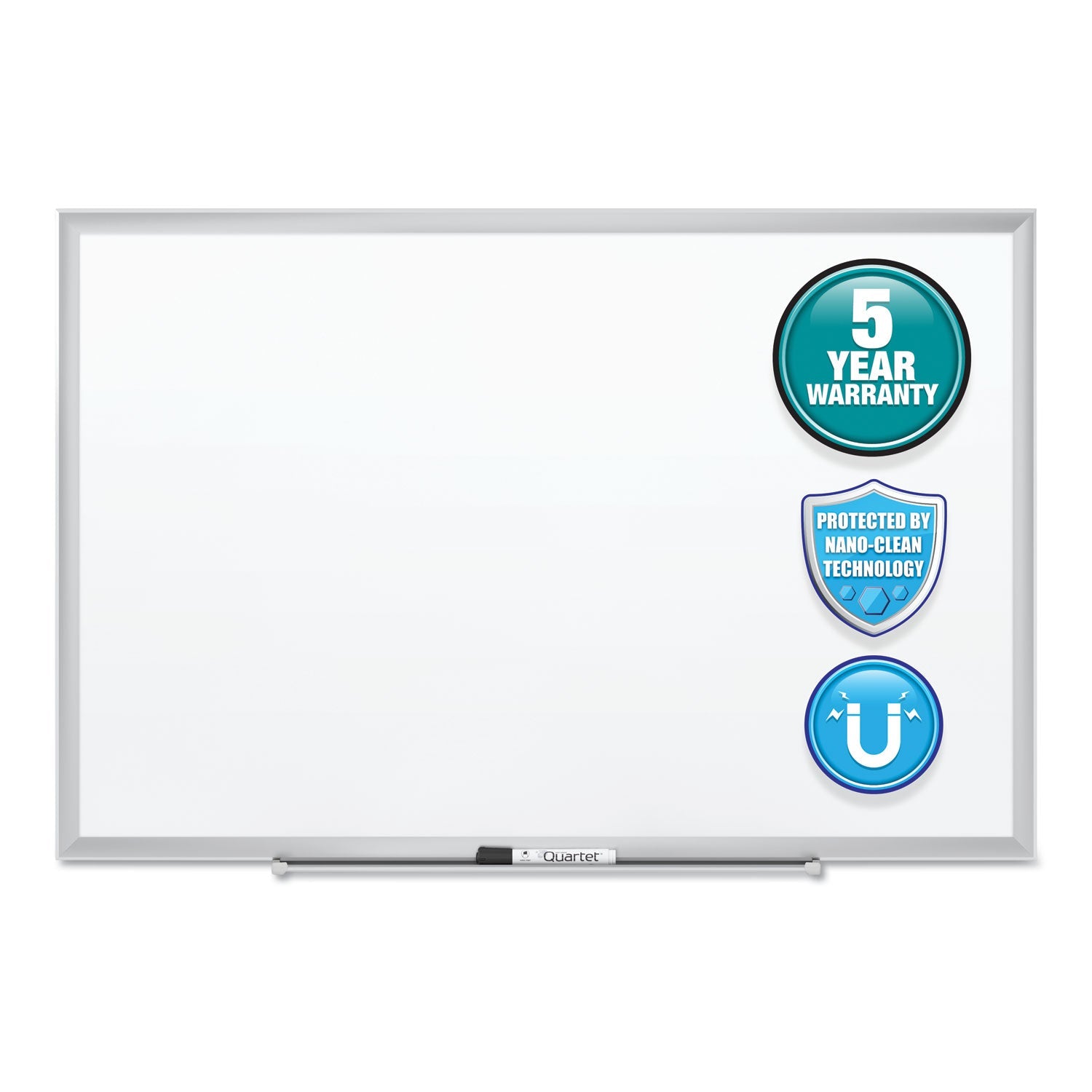 Quartet® Classic Series Nano-Clean Dry Erase Board, 24" x 18", White Surface, Satin Aluminum Frame