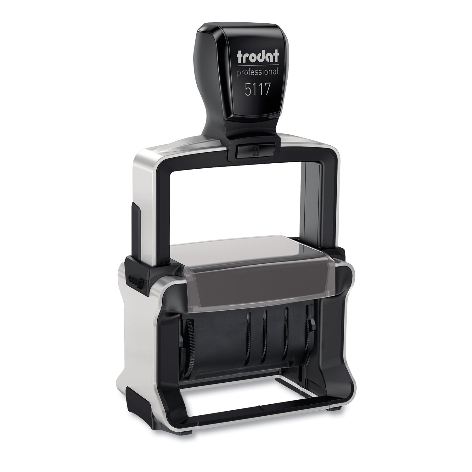 Trodat® Professional 12-Message Date Stamp, Self-Inking, 2.25 X 0.38, Black