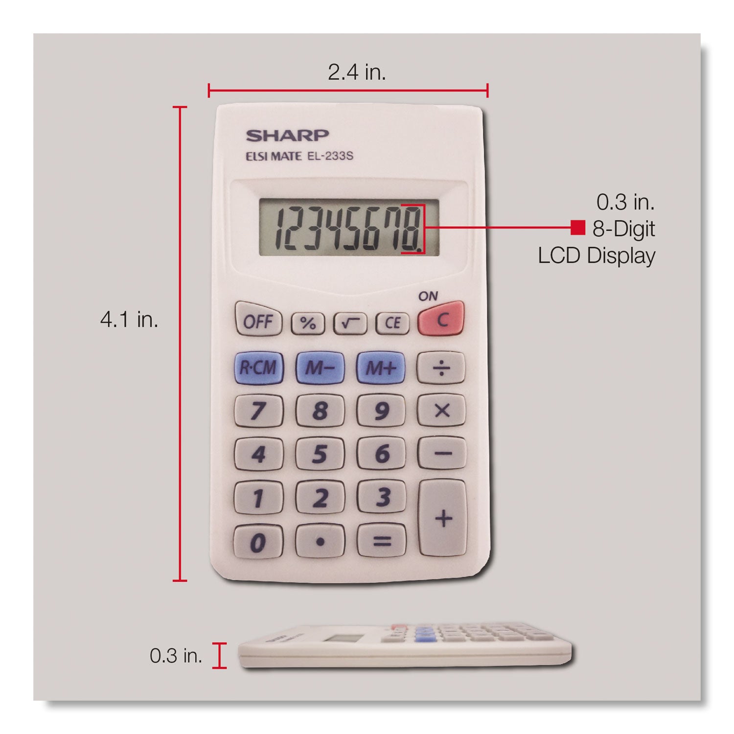 Sharp® El233sb Pocket Calculator, 8-Digit Lcd