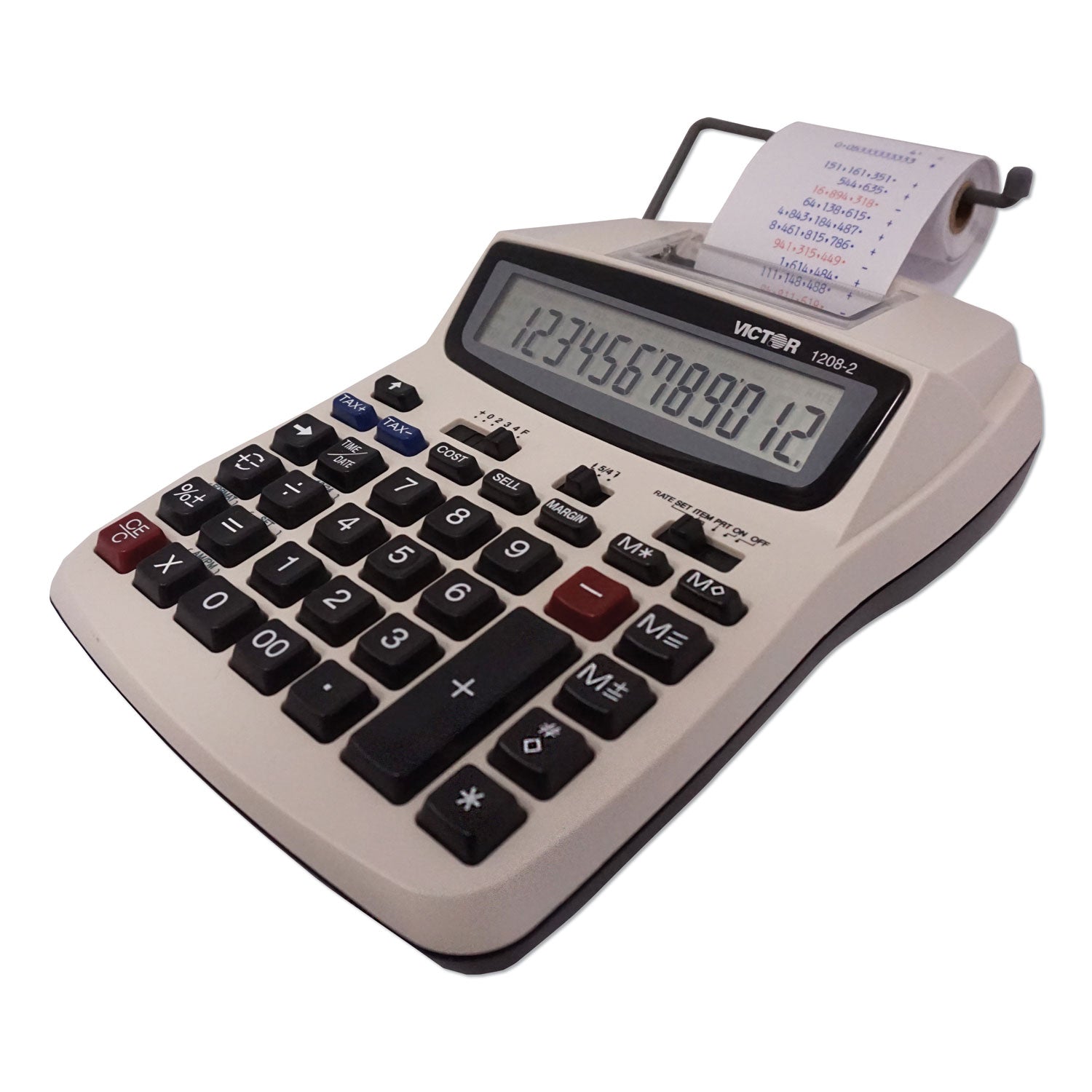 Victor® 1208-2 Two-Color Compact Printing Calculator, Black/red Print, 2.3 Lines/sec
