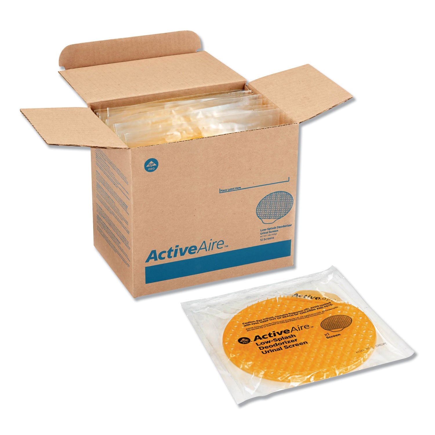 Georgia Pacific® Professional Activeaire Deodorizer Urinal Screen With Side Tab, Sunscape Mango Scent, Orange, 12/carton