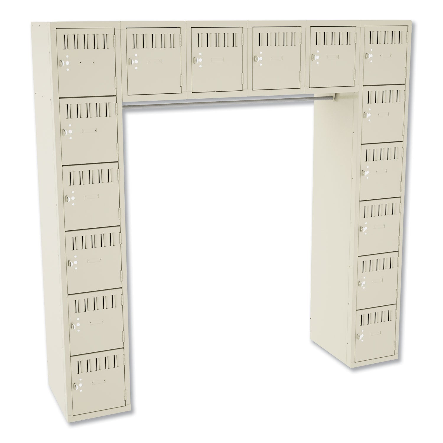 Tennsco Sixteen Box Compartments And Coat Bar, 72w X 18d X 72h, Sand
