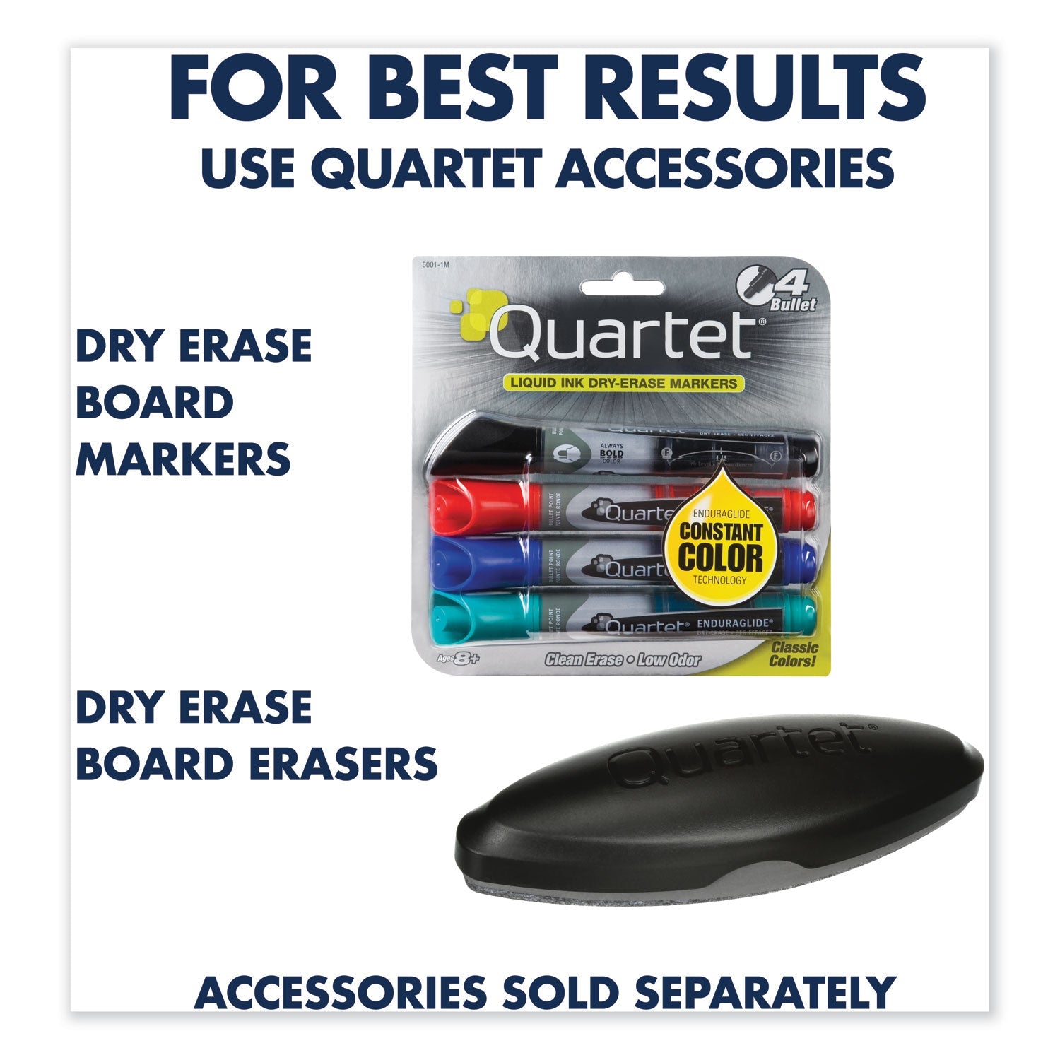 Quartet® Porcelain Magnetic Whiteboard, 96" x 48", White Surface, Satin Aluminum Frame