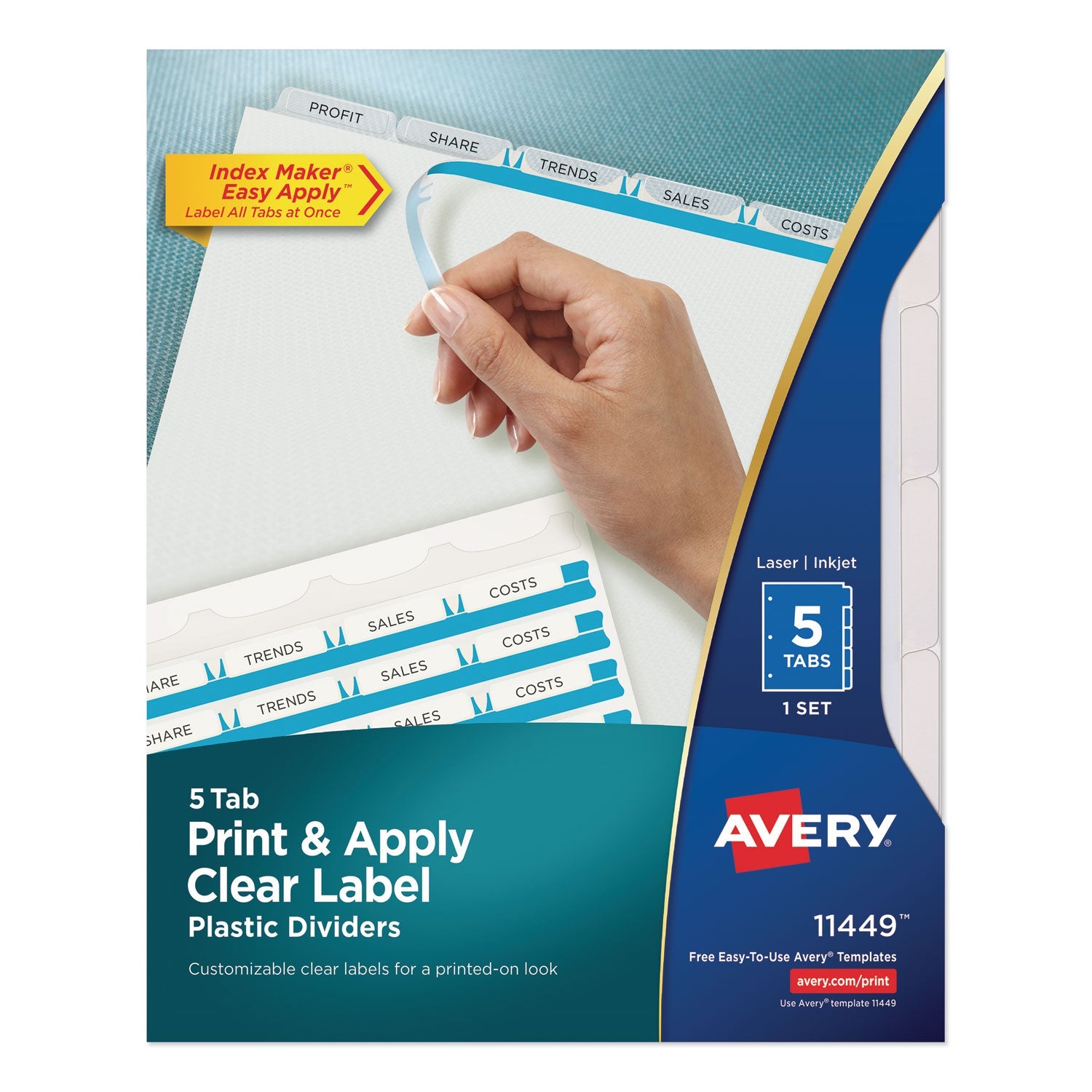 Clear Label Plastic Dividers | 5-Tab | 1 Set