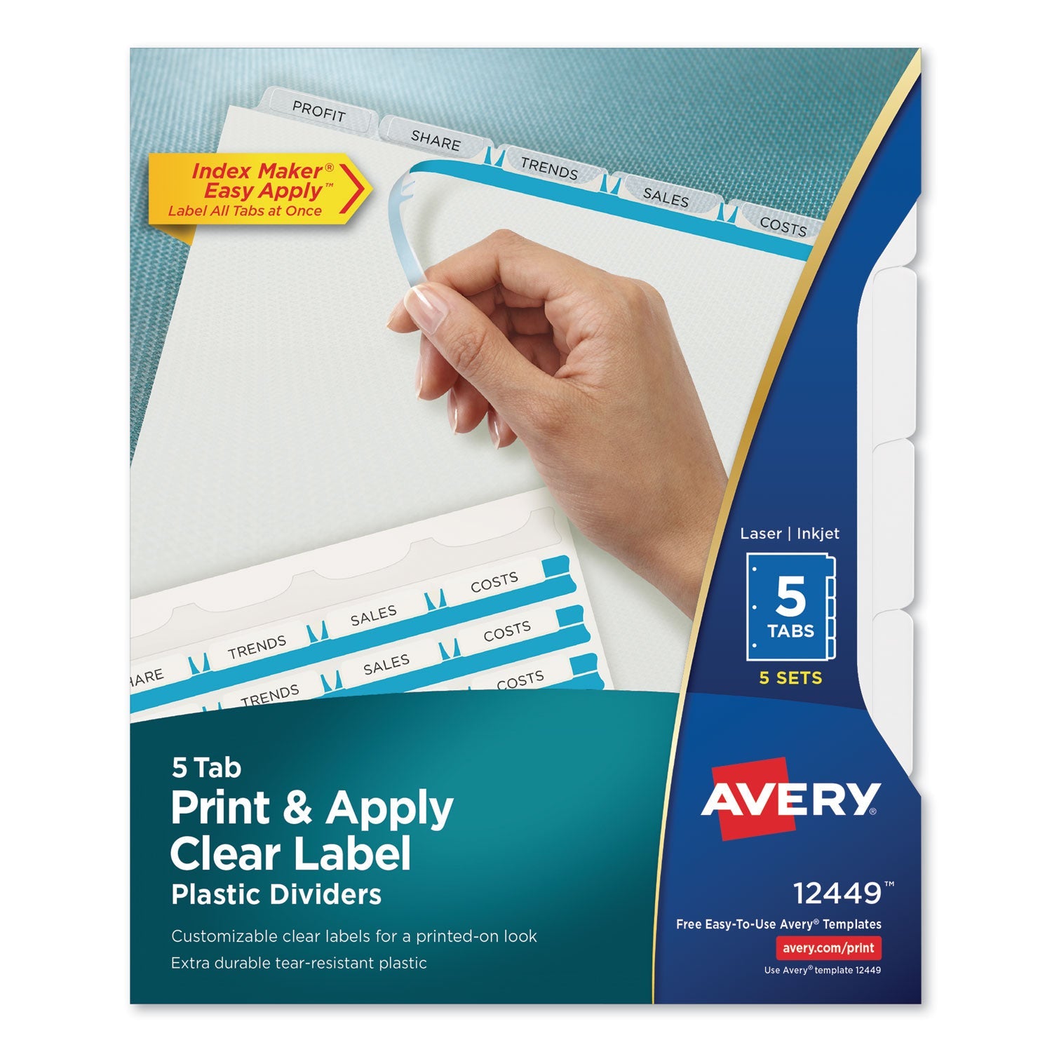 Clear Label Plastic Dividers | 5-Tab | 5 Sets
