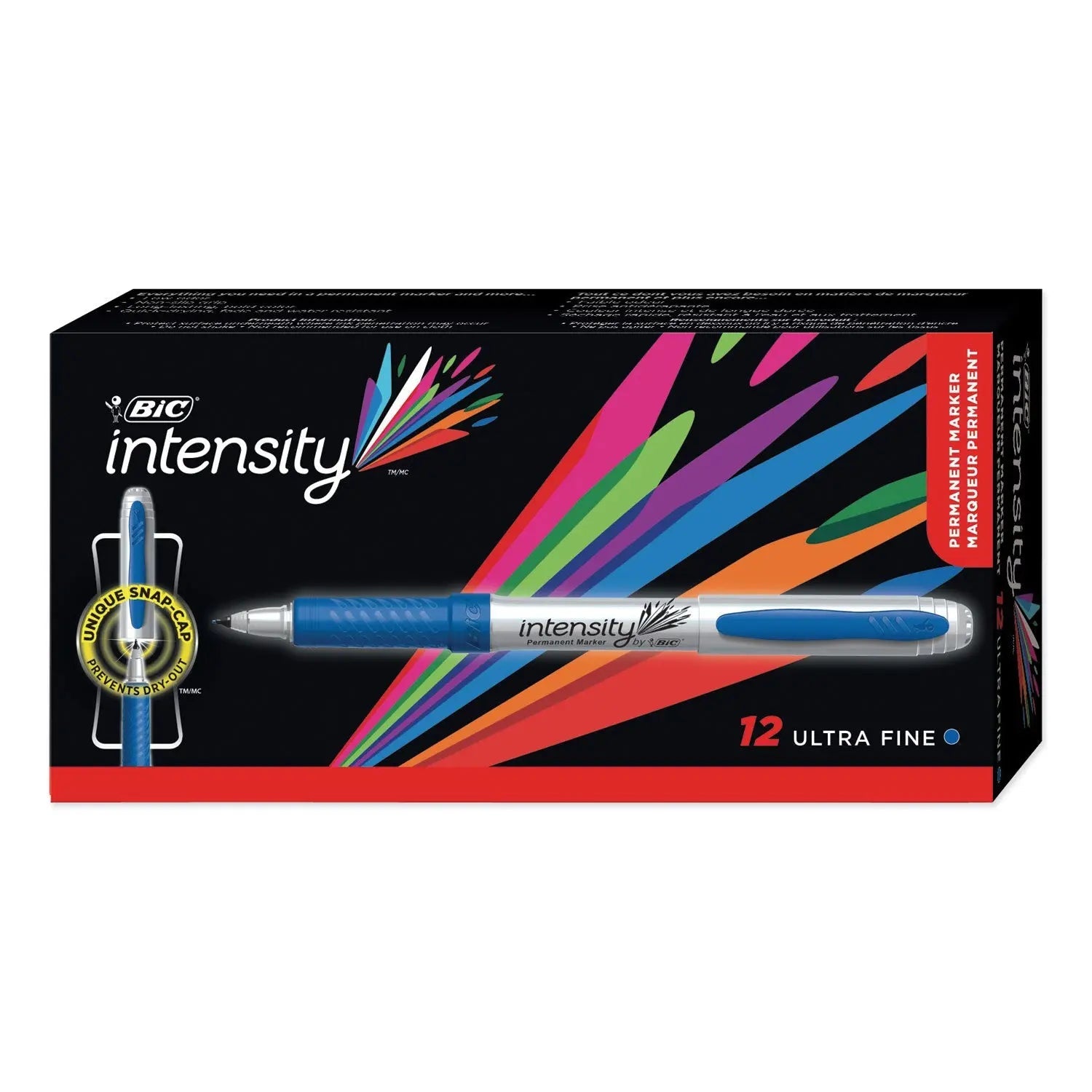 BIC® Intensity Ultra Fine Tip Permanent Marker, Extra-Fine Needle Tip, Deep Sea Blue, Dozen