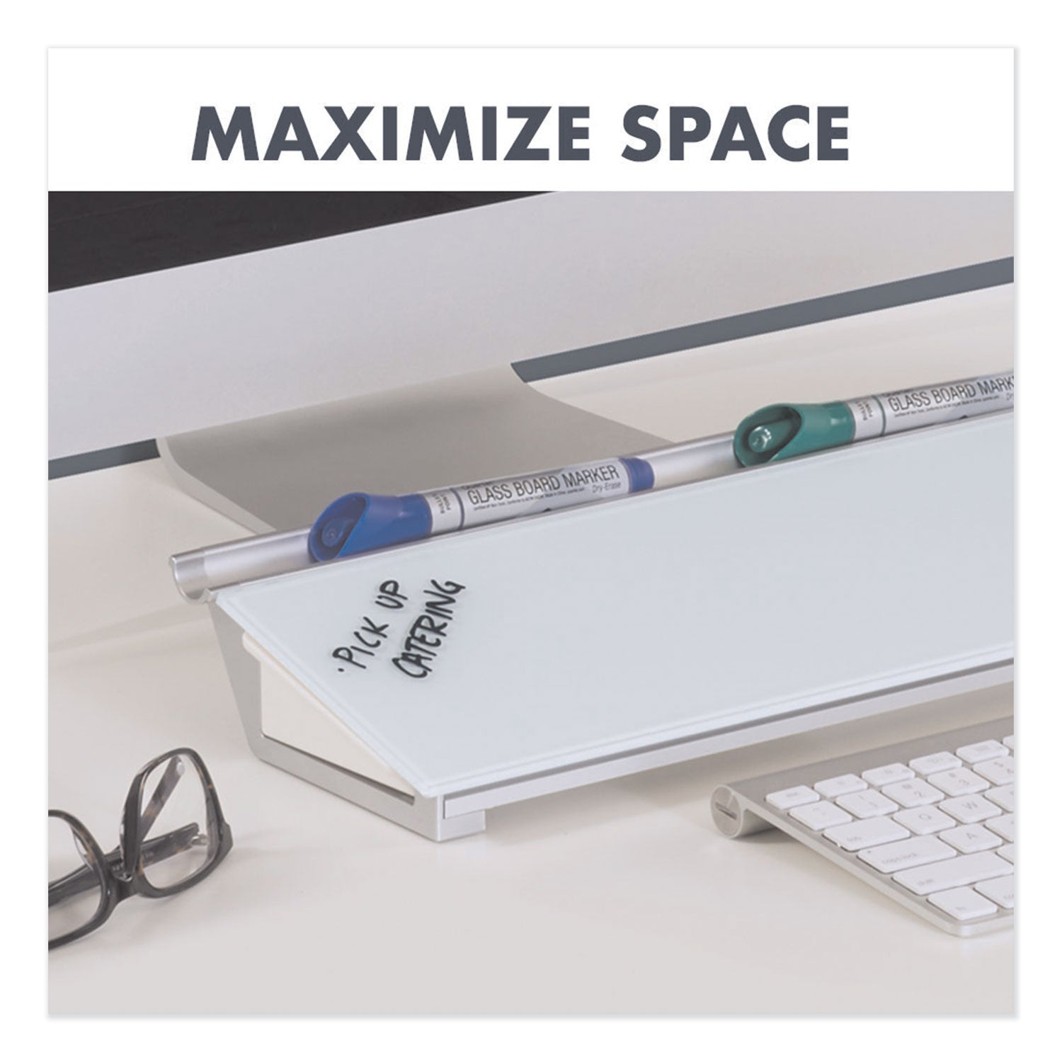 Quartet® Glass Dry Erase Desktop Computer Pad, 18" x 6", White Surface
