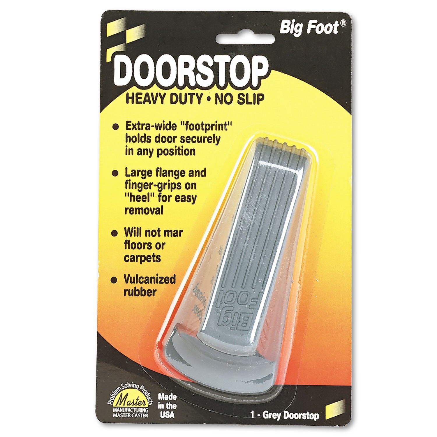 Master Caster® Big Foot Doorstop, No Slip Rubber Wedge, 2.25w X 4.75d X 1.25h, Gray