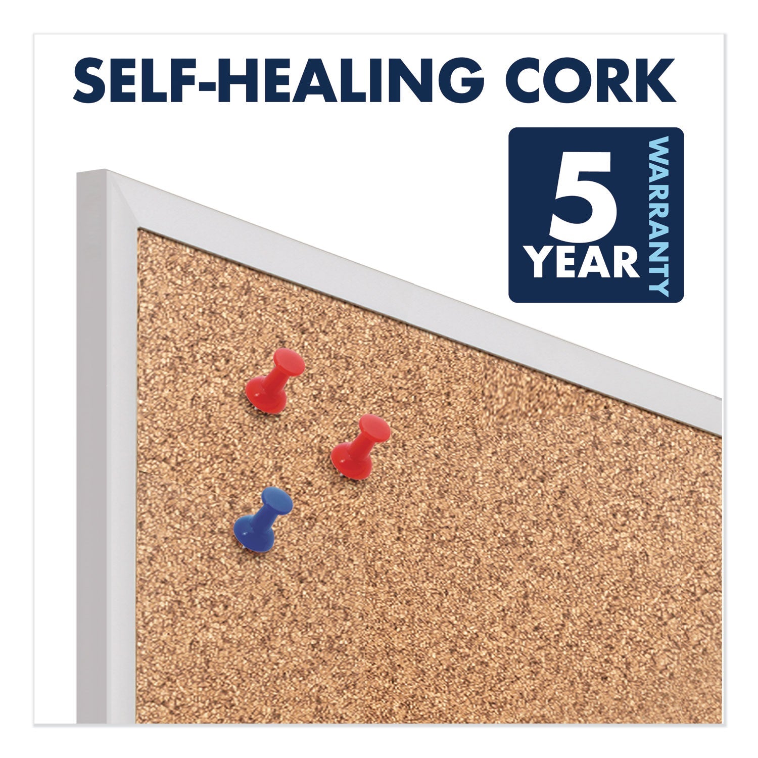 Quartet® Classic Series Cork Bulletin Board, 36" x 24", Tan Surface, Anodized Aluminum Frame