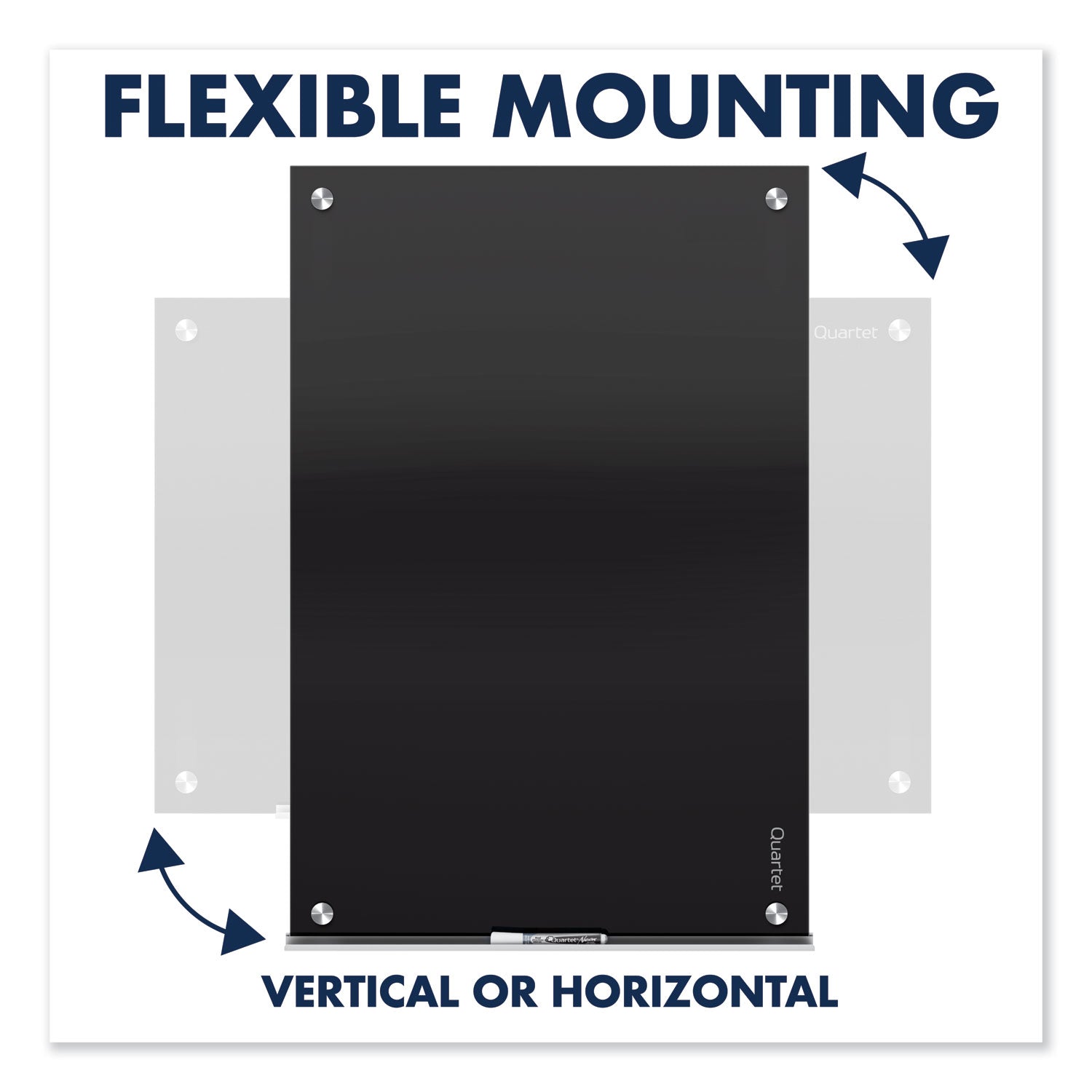 Quartet® Infinity Magnetic Glass Marker Board, 72" x 48", Black Surface