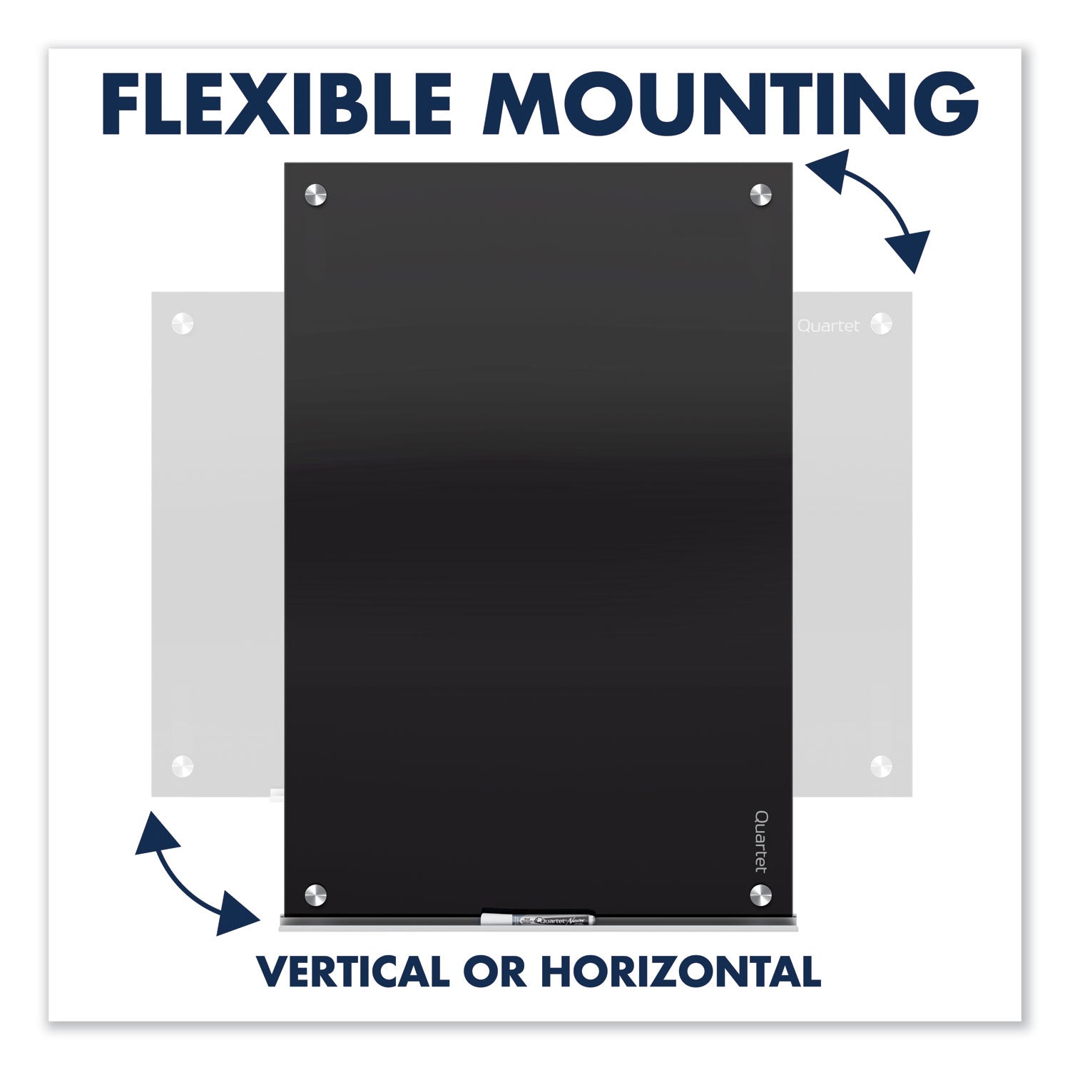 Quartet® Infinity Magnetic Glass Marker Board, 36" x 24", Black Surface