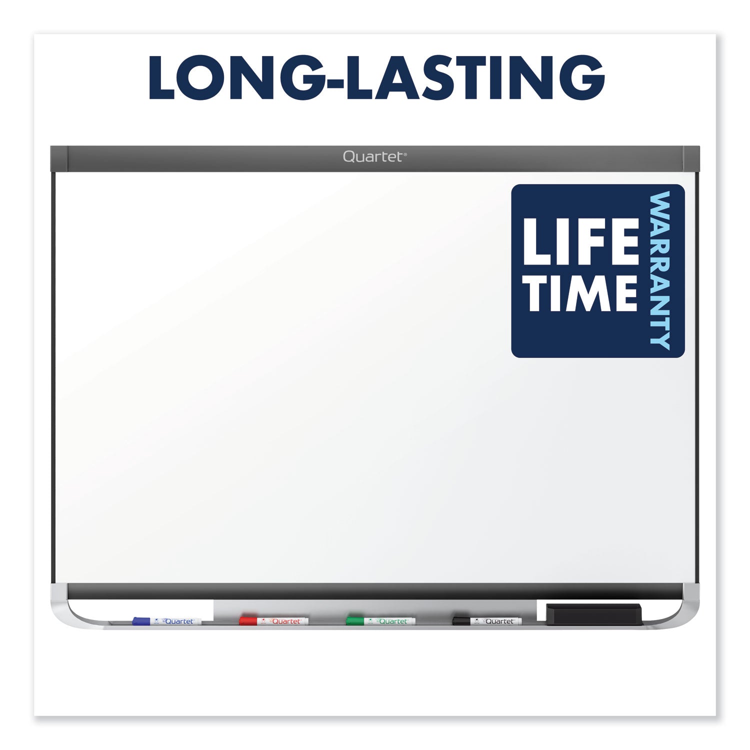 Quartet® Prestige 2 DuraMax Magnetic Porcelain, 96" x 48", White Surface, Graphite Gray Fiberboard/Plastic Frame