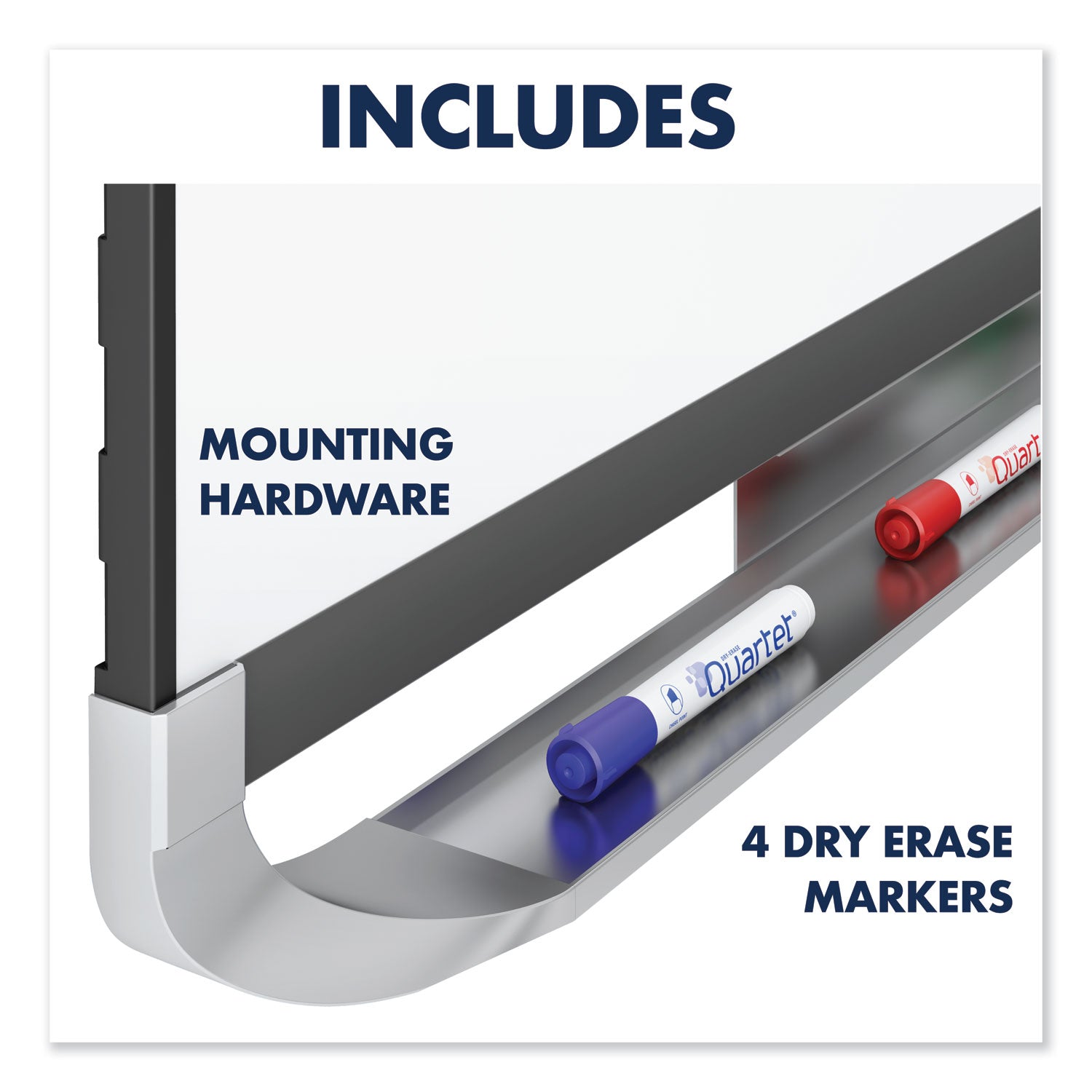 Quartet® Prestige 2 DuraMax Magnetic Porcelain, 96" x 48", White Surface, Graphite Gray Fiberboard/Plastic Frame