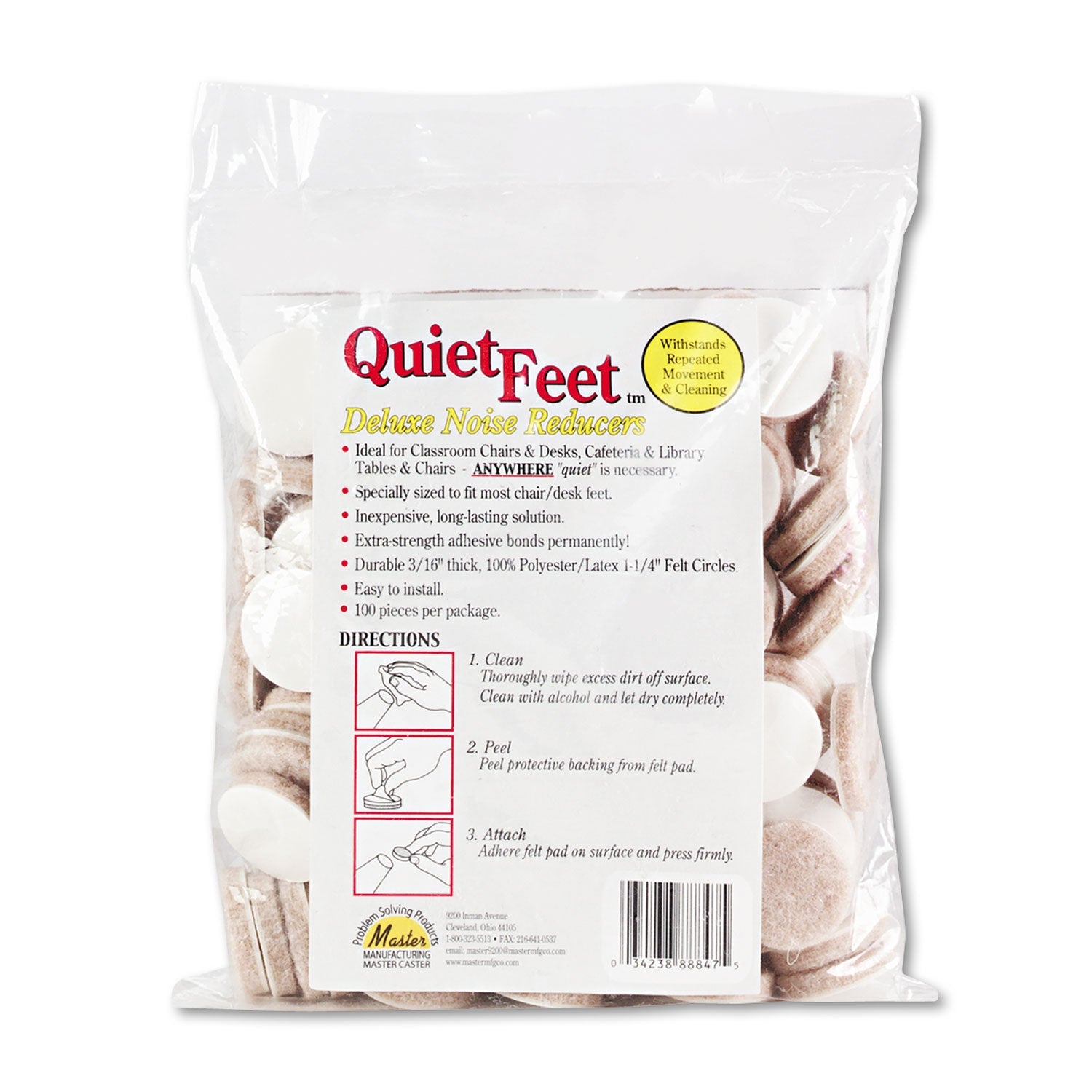 Quiet Feet Noise Reducers | 1.25" Beige, 100/Pack