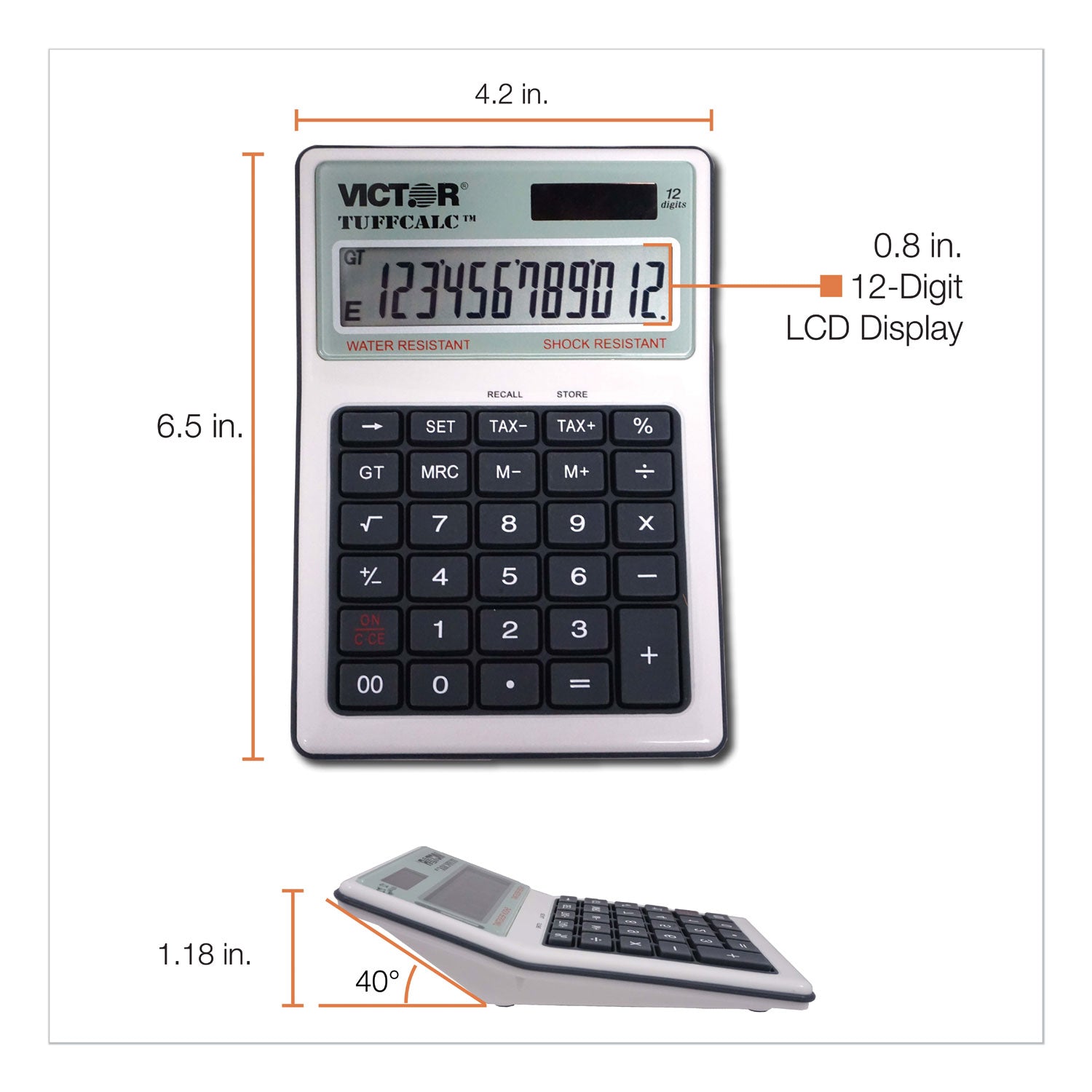 Victor® Tuffcalc Desktop Calculator, 12-Digit Lcd