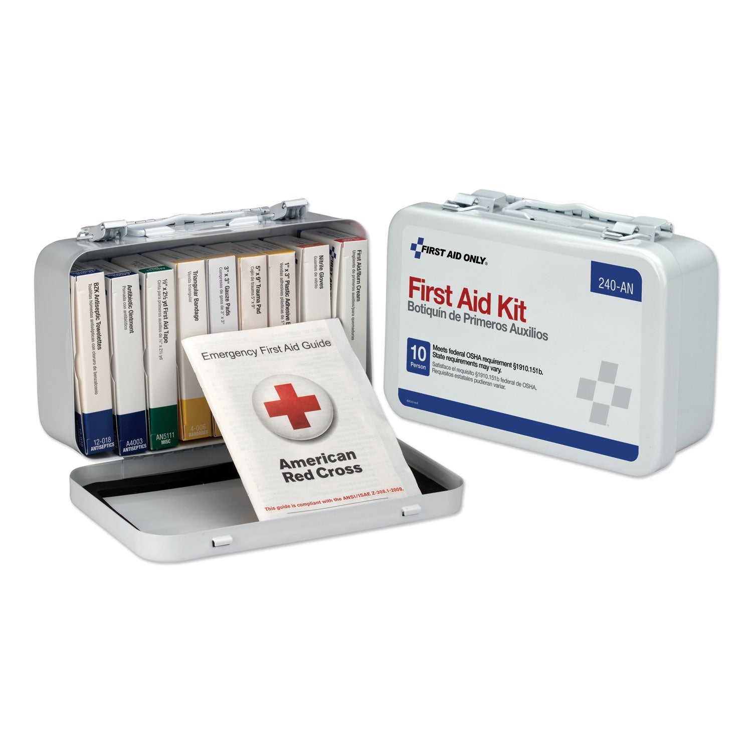 First Aid Only™ Unitized First Aid Kit For 10 People, 65 Pieces, Osha/ansi, Metal Case