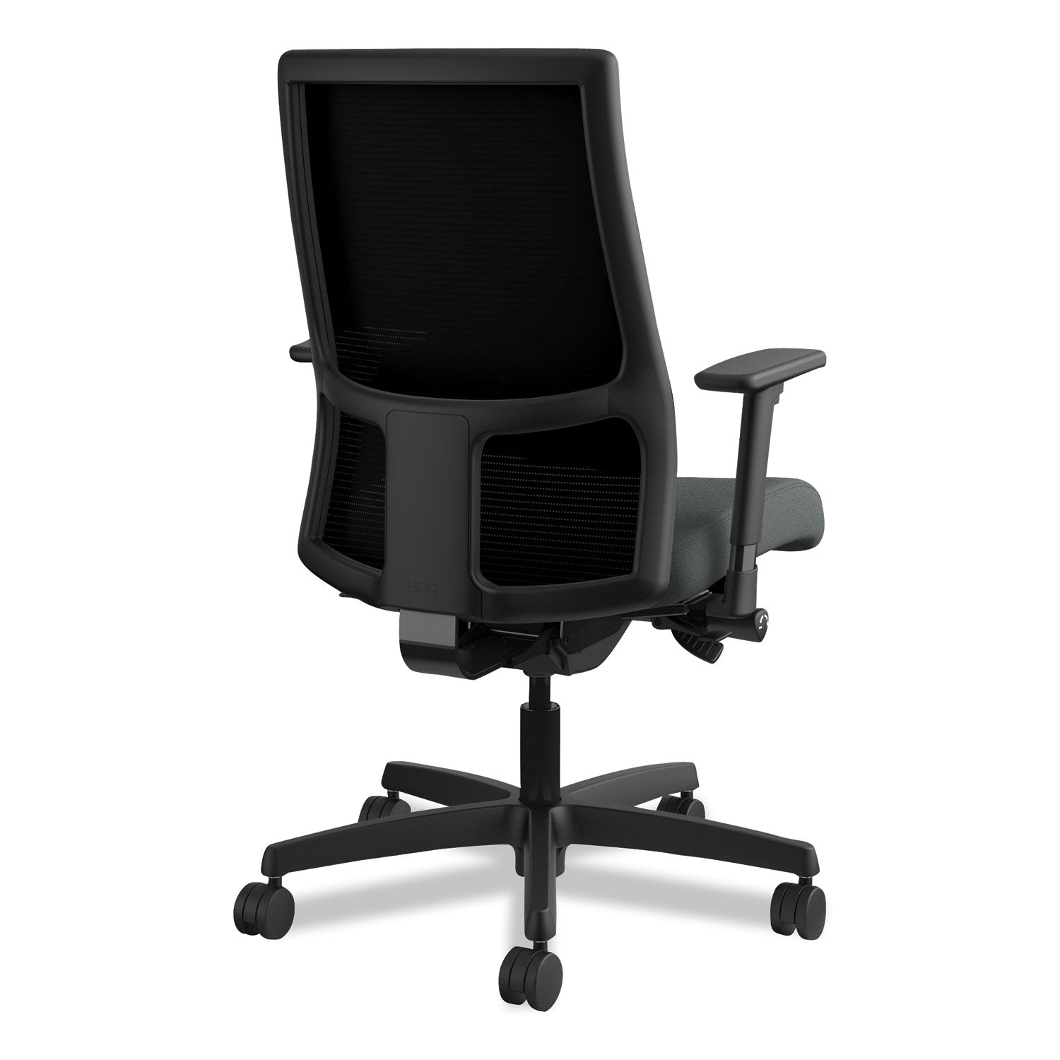 HON® Ignition Series Mesh Mid-Back Work Chair, Supports Up To 300 Lb, 17.5" To 22" Seat Height, Iron Ore Seat, Black Back/base