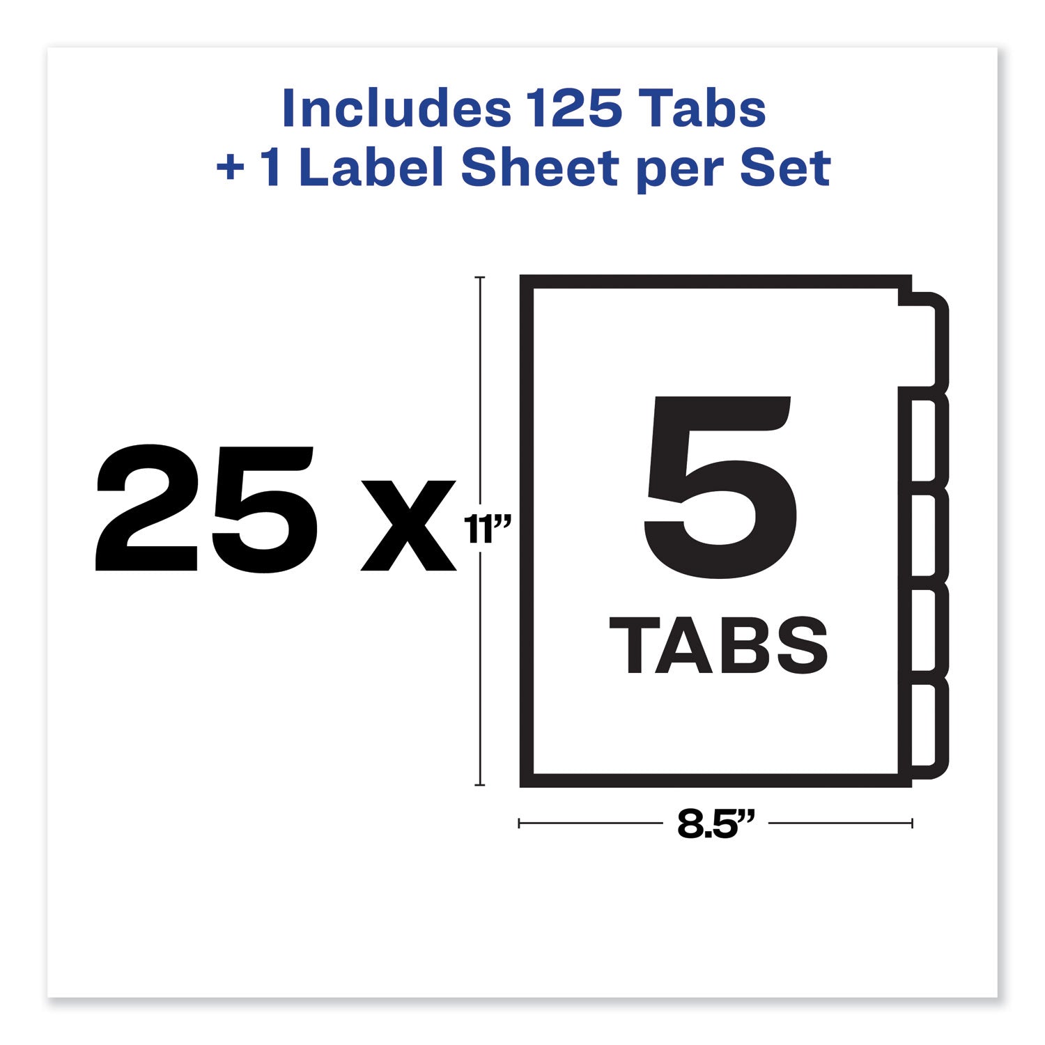 Avery® Print and Apply Index Maker Clear Label Unpunched Dividers, 5-Tab, 11 x 8.5, White, 25 Sets